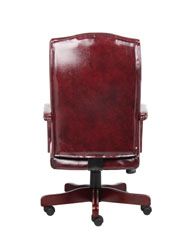 Boss Classic Oxblood Caressoft Vinyl Chair With Mahogany Finish - Image 5