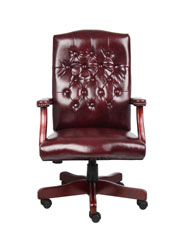 Boss Classic Oxblood Caressoft Vinyl Chair With Mahogany Finish - Image 6