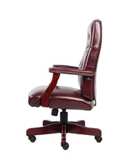 Boss Classic Oxblood Caressoft Vinyl Chair With Mahogany Finish - Image 7