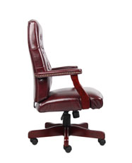 Boss Classic Oxblood Caressoft Vinyl Chair With Mahogany Finish - Image 8