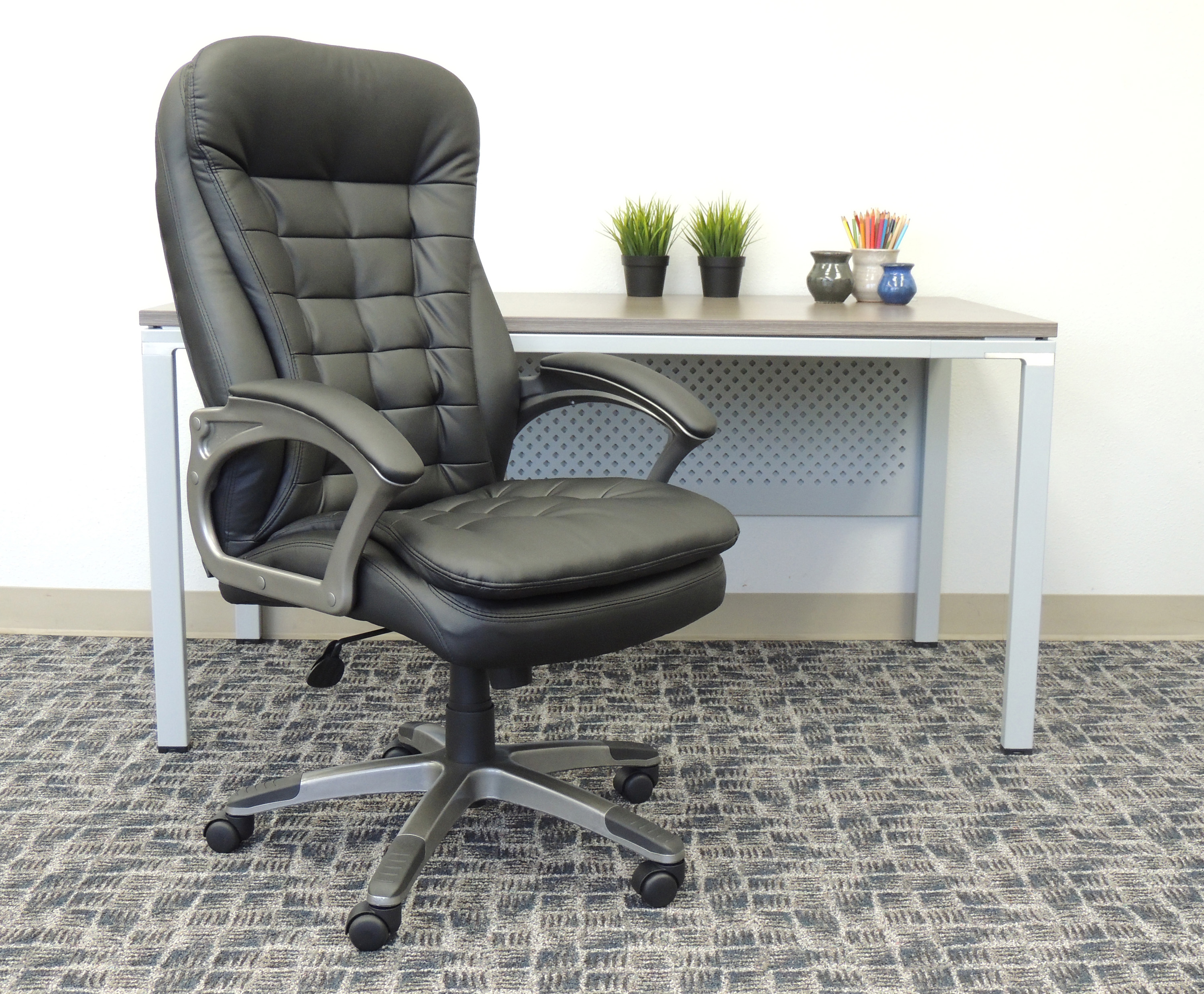 Boss High Back Executive Chair With Pewter Finished Base/Arms - Image 3