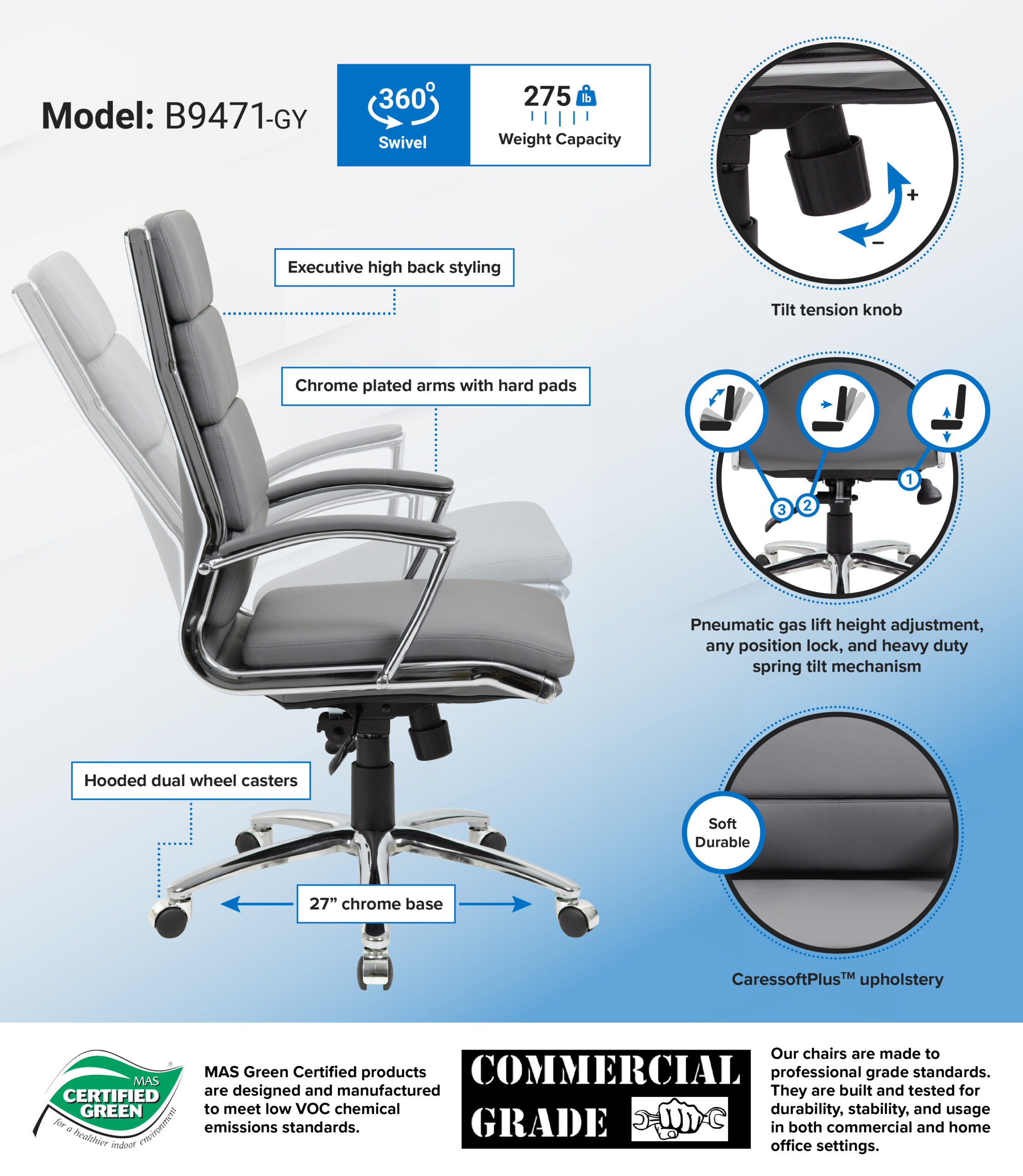 Boss Caressoftplus Vinyl Executive Chair - Image 2