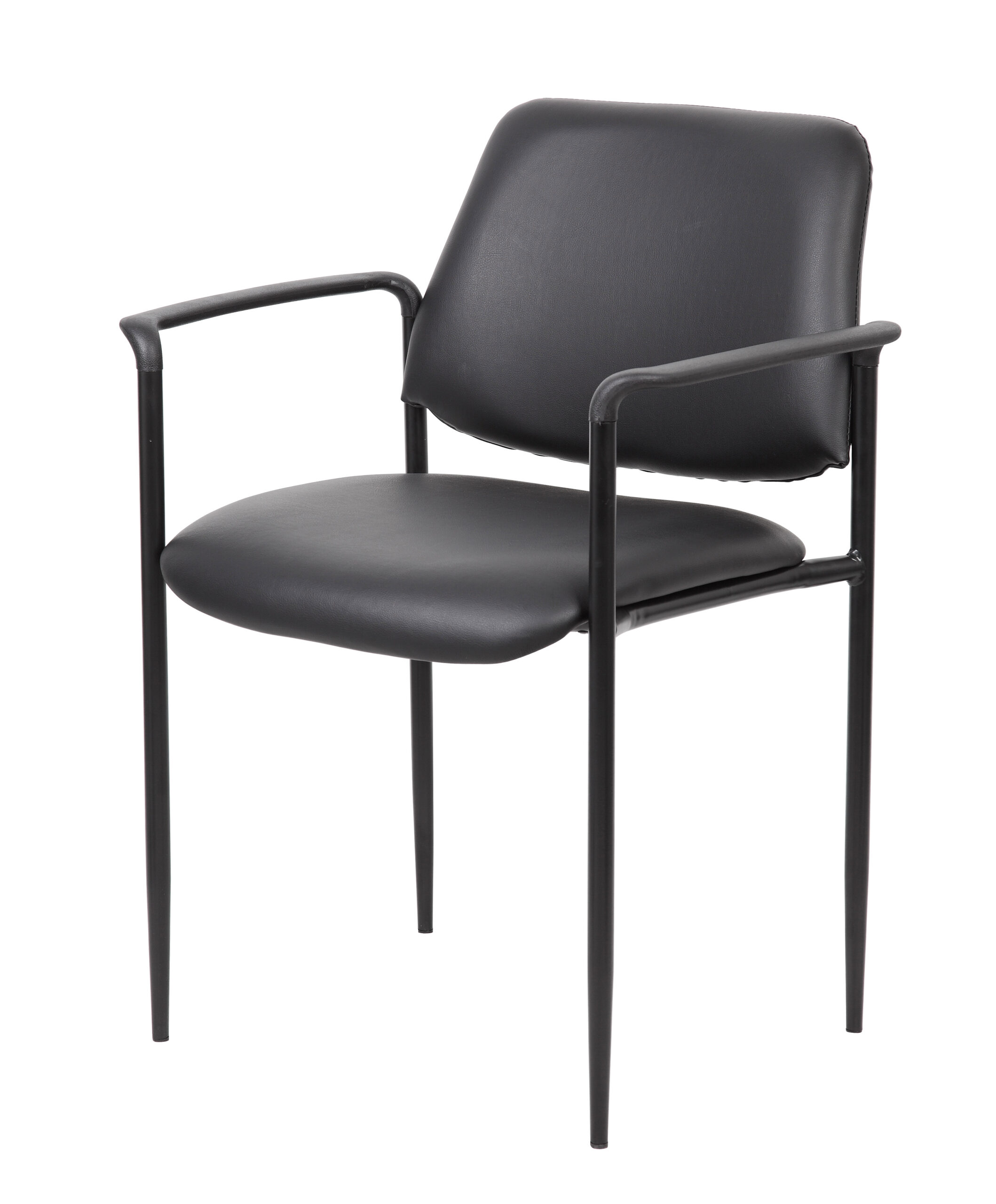 Boss Square Back  Diamond Stacking Chair W/Arm In Black Caressoft Vinyl - Image 8