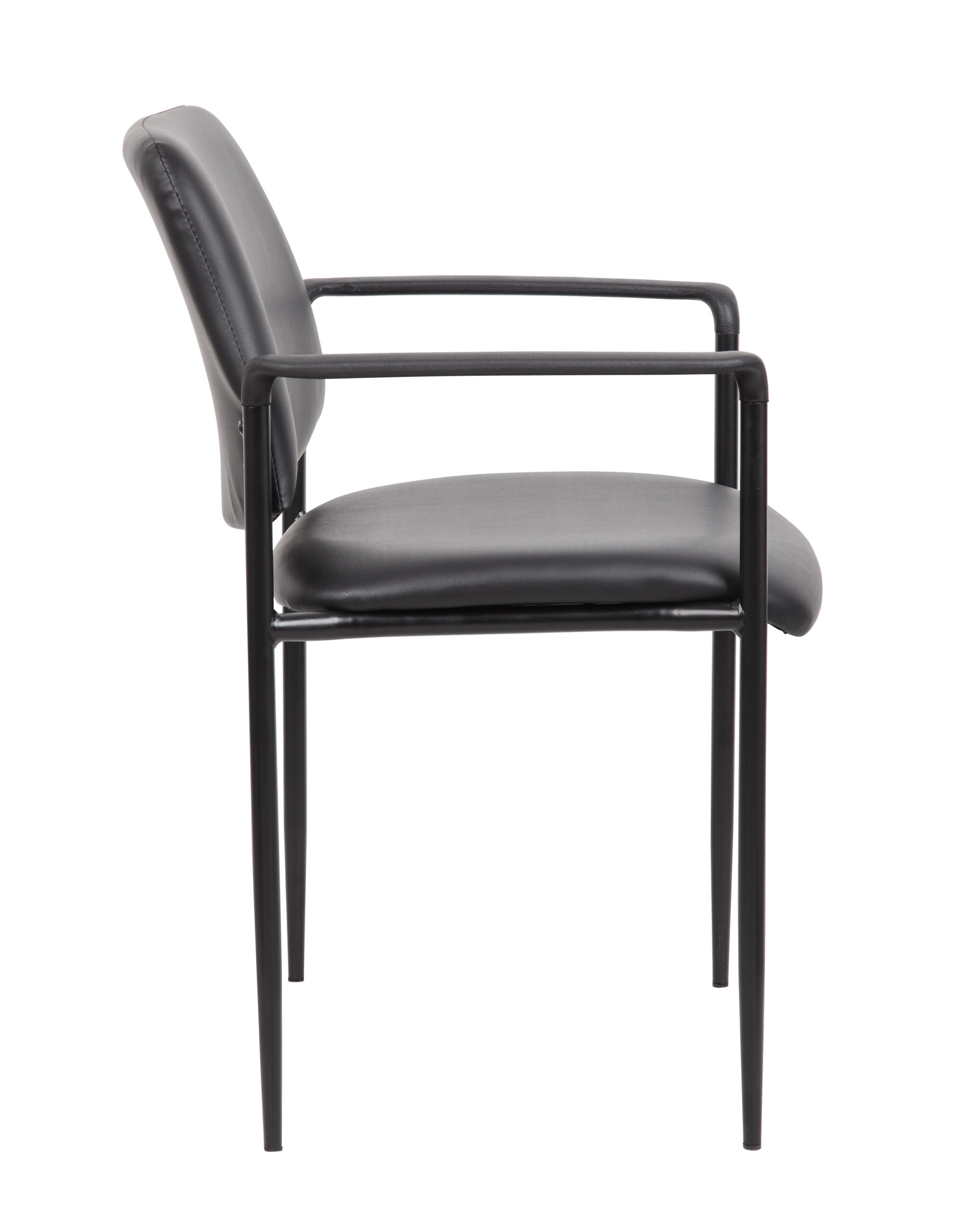 Boss Square Back  Diamond Stacking Chair W/Arm In Black Caressoft Vinyl - Image 4
