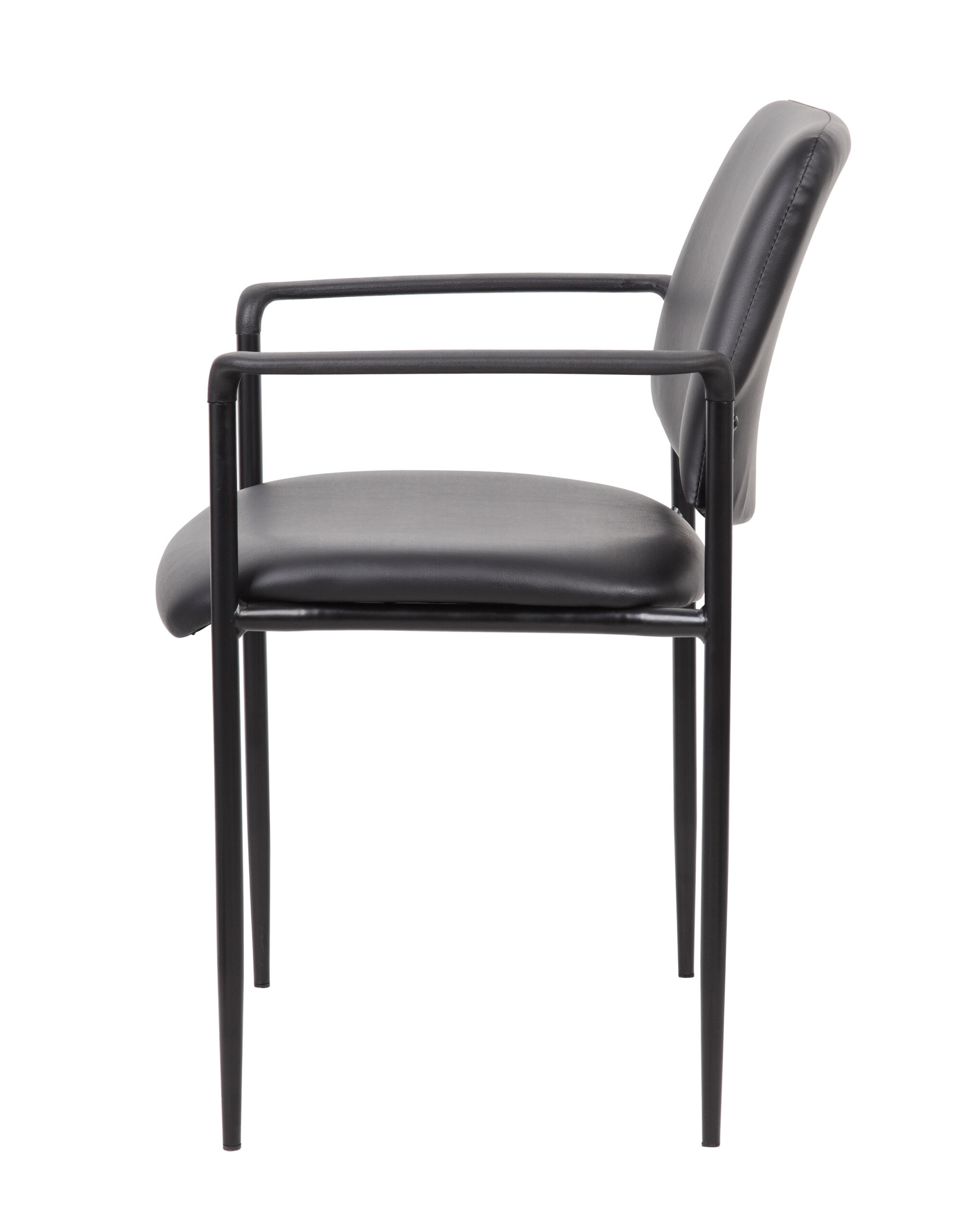 Boss Square Back  Diamond Stacking Chair W/Arm In Black Caressoft Vinyl - Image 6