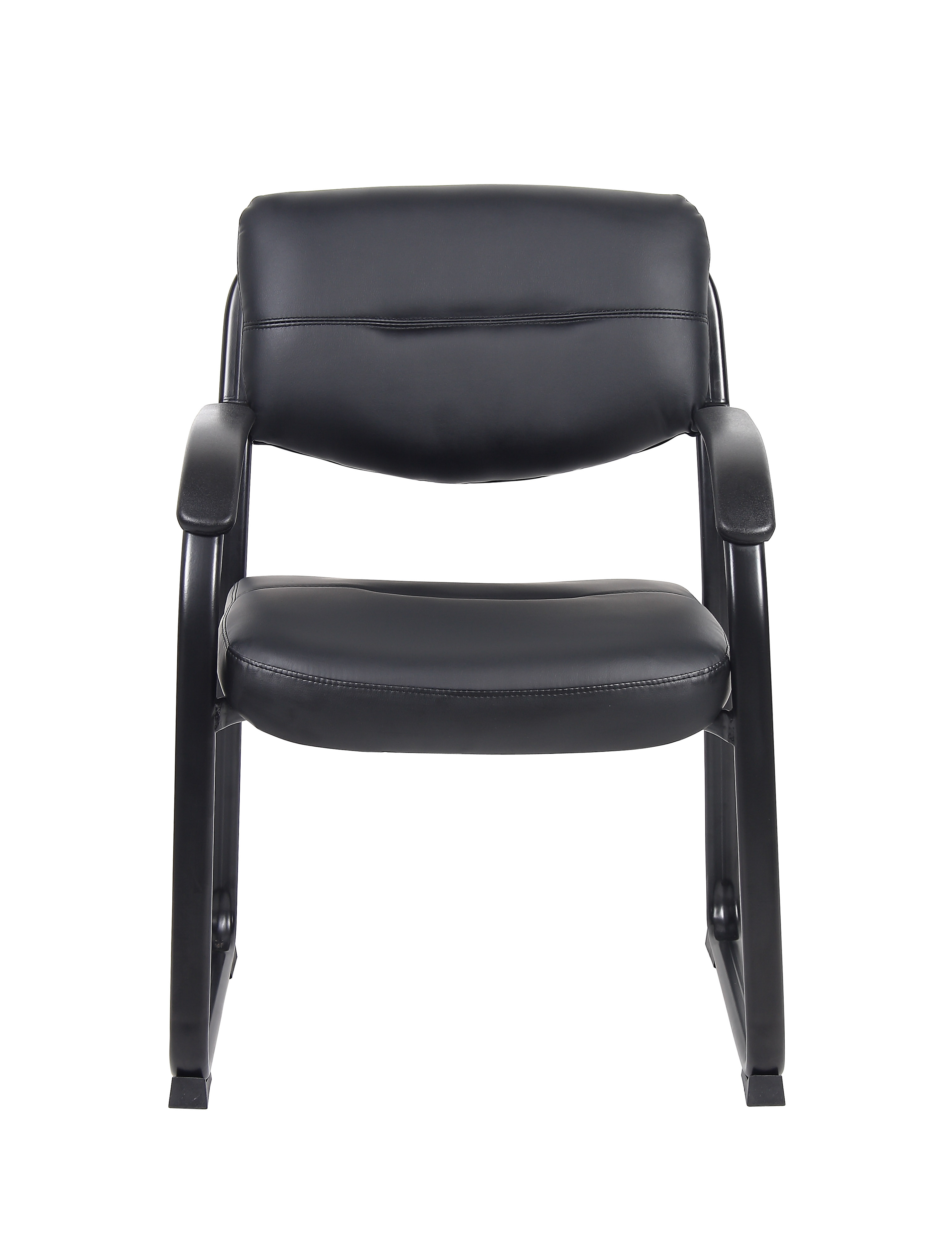 Boss Leather Sled Base Side Chair W/ Arms - Image 4