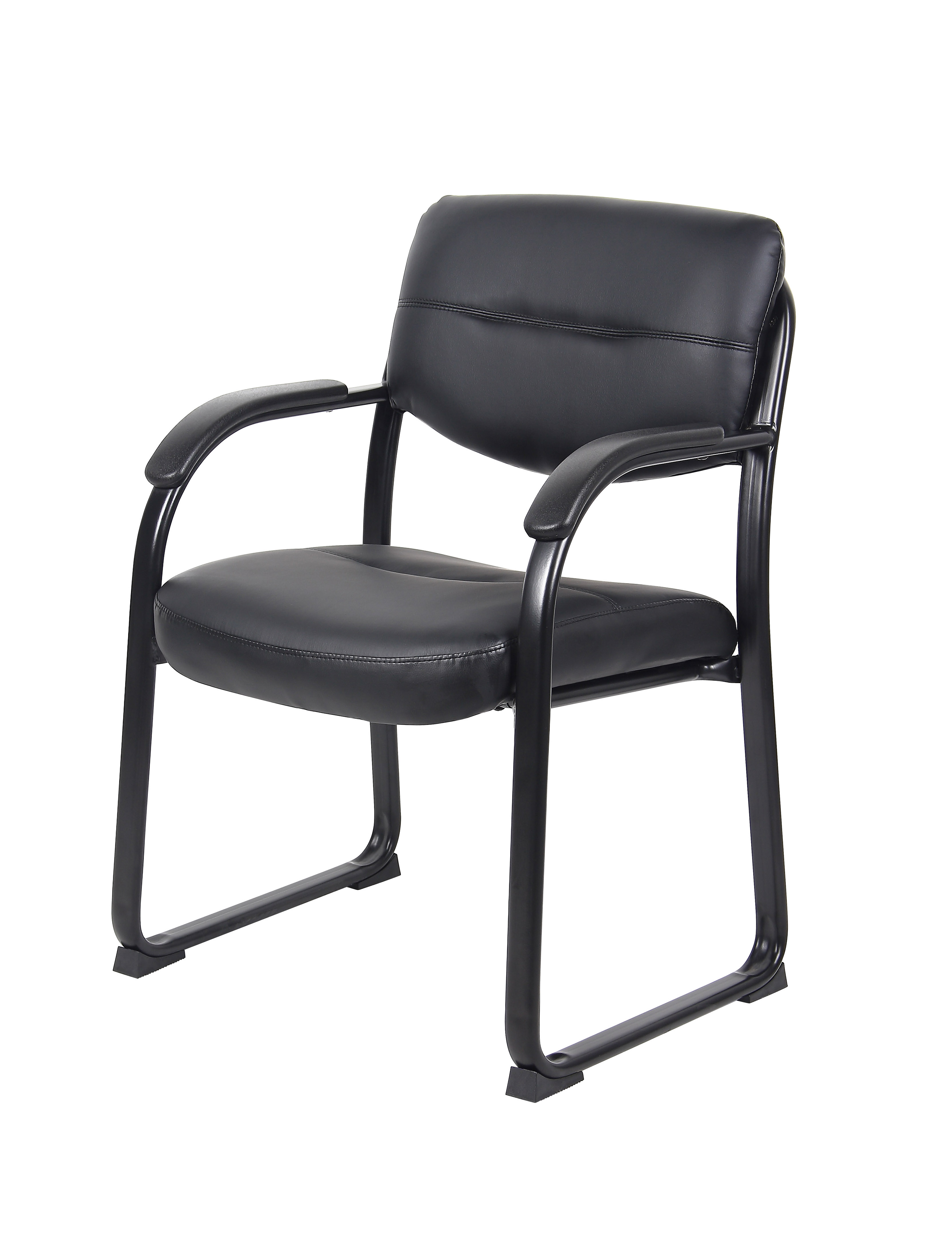 Boss Leather Sled Base Side Chair W/ Arms - Image 5