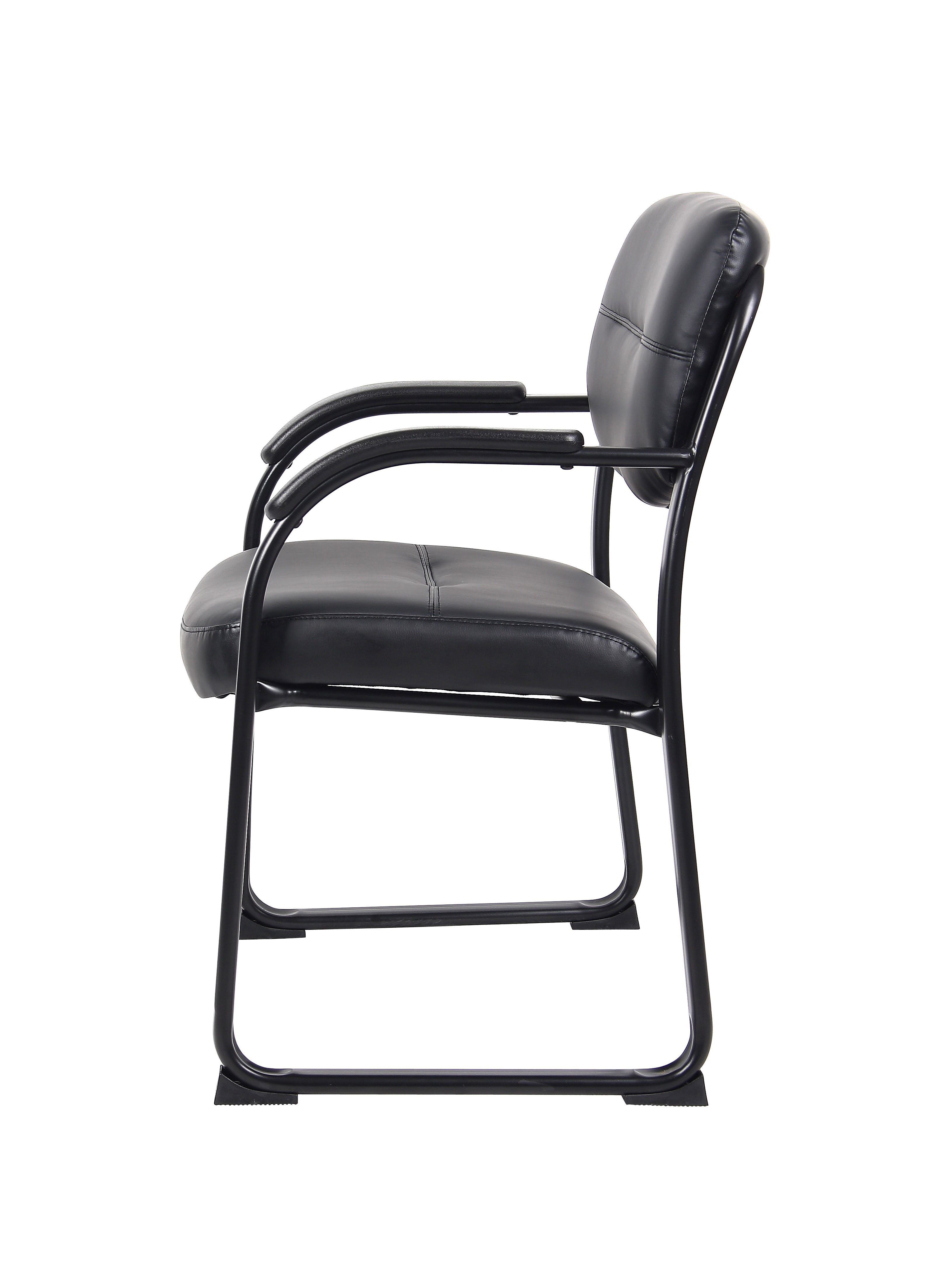 Boss Leather Sled Base Side Chair W/ Arms - Image 6