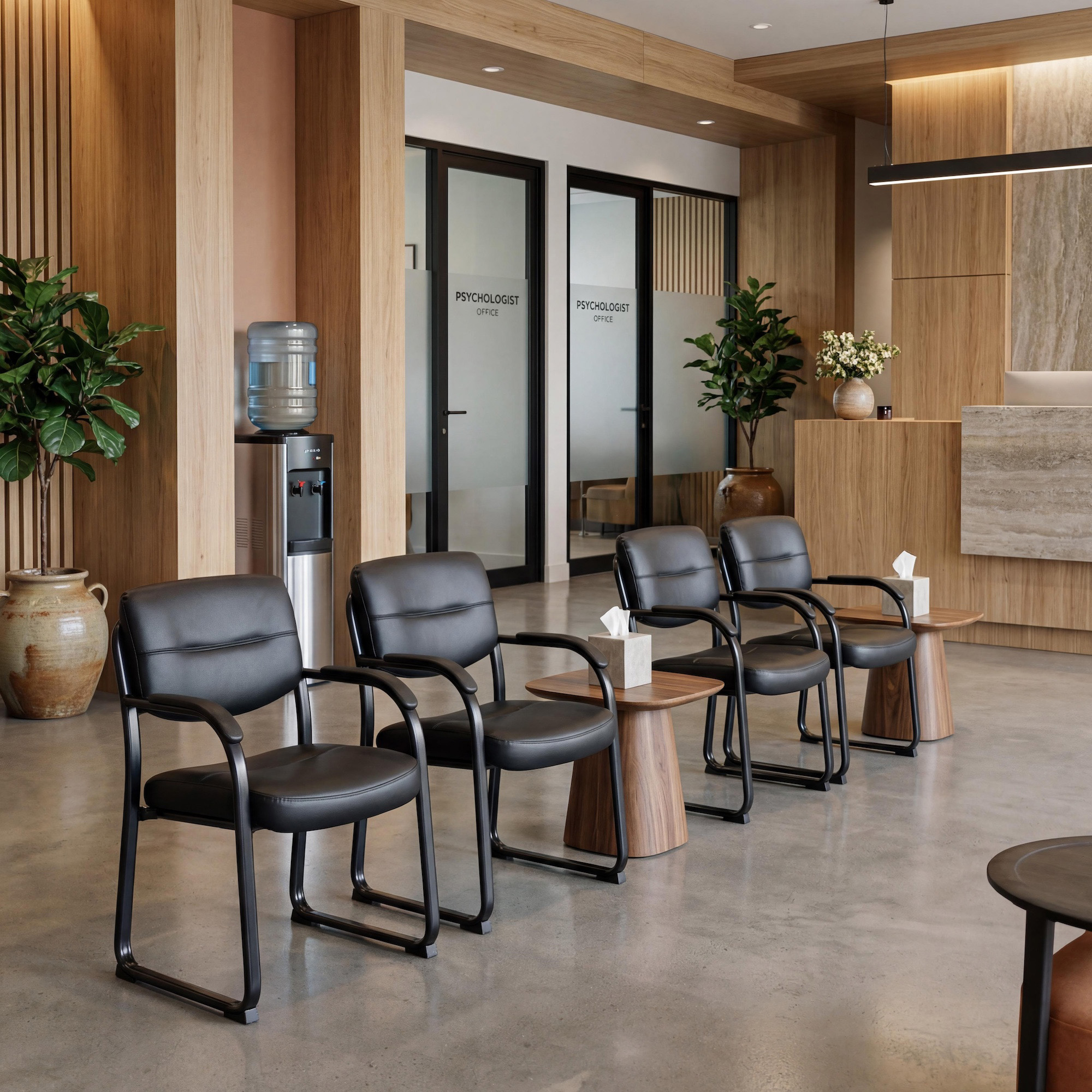 Boss Leather Sled Base Side Chair W/ Arms - Image 11