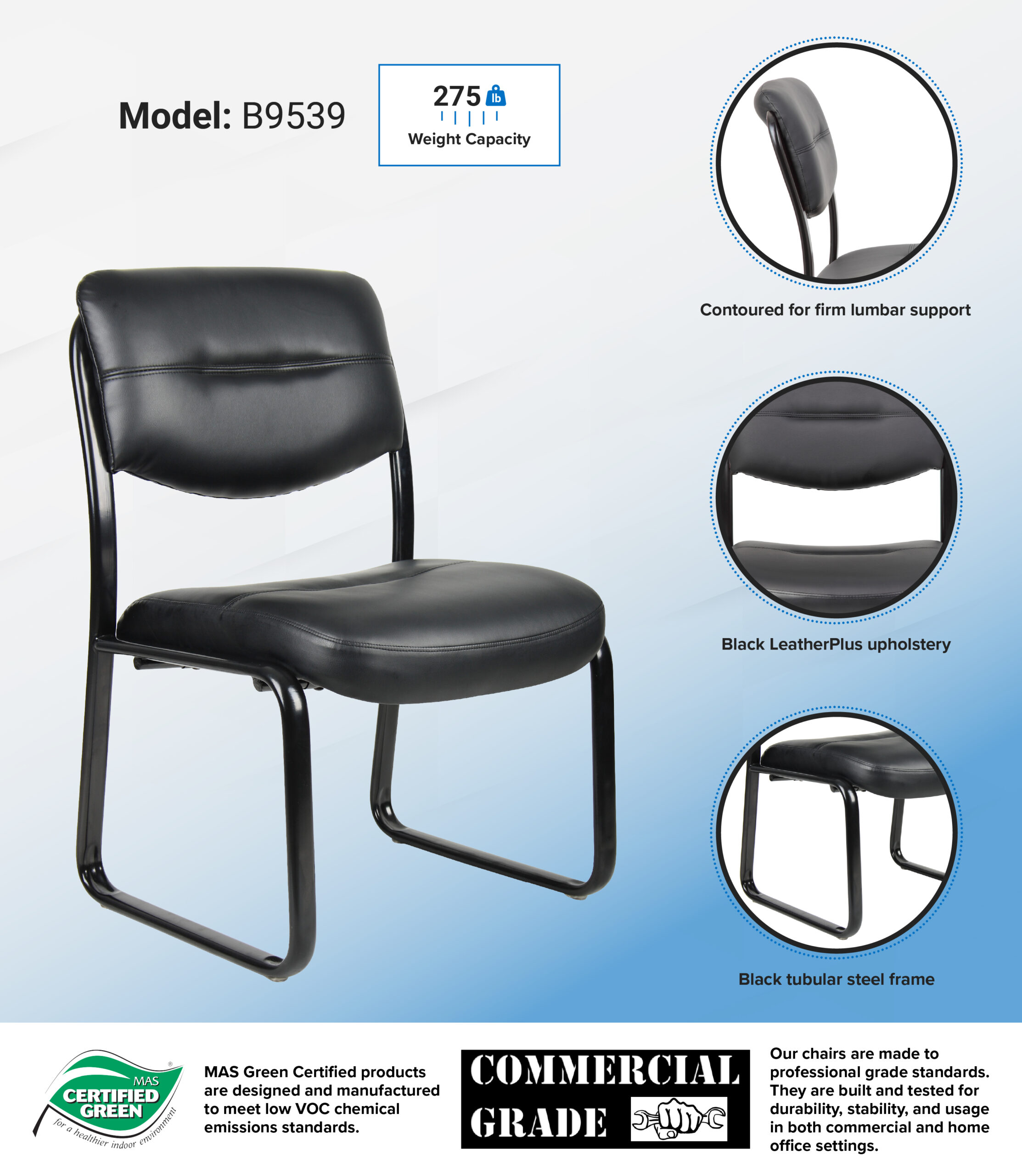 Boss Leather Sled Base Side Chair - Image 5