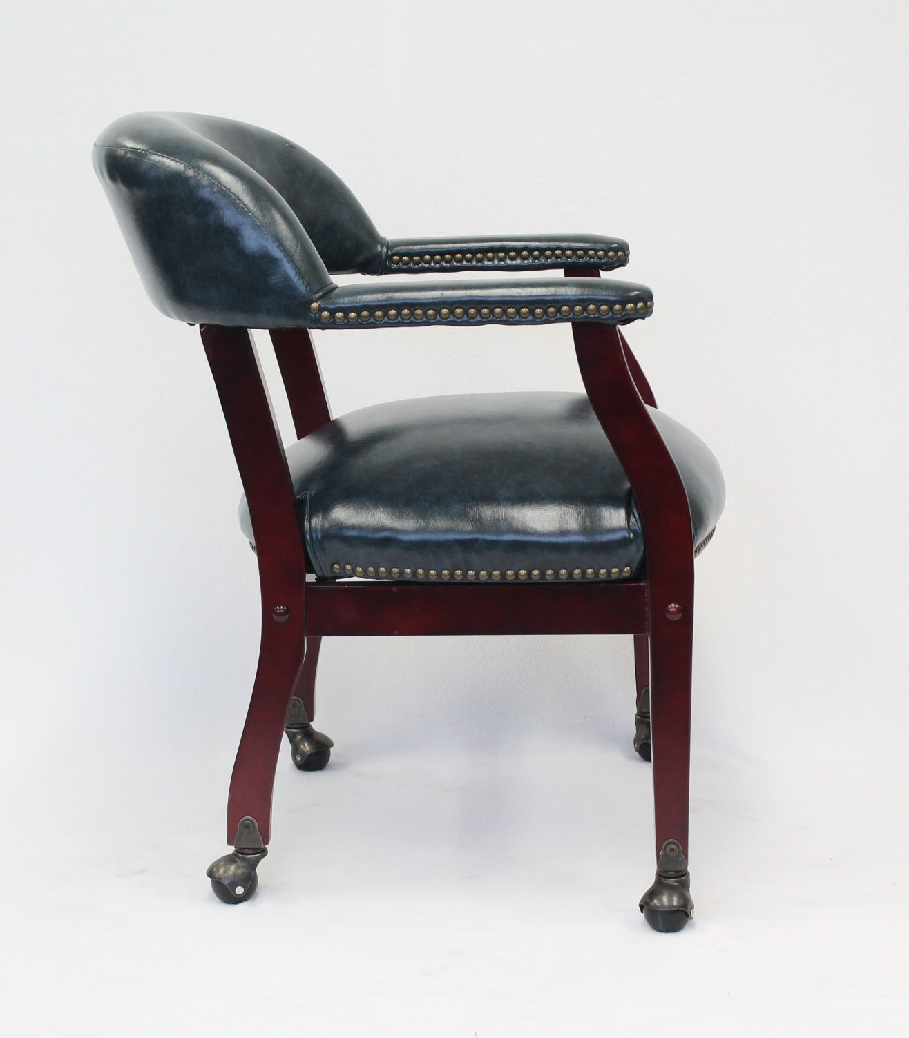 Boss Captain's guest, accent or dining chair in Blue Vinyl W/ Casters - Image 4