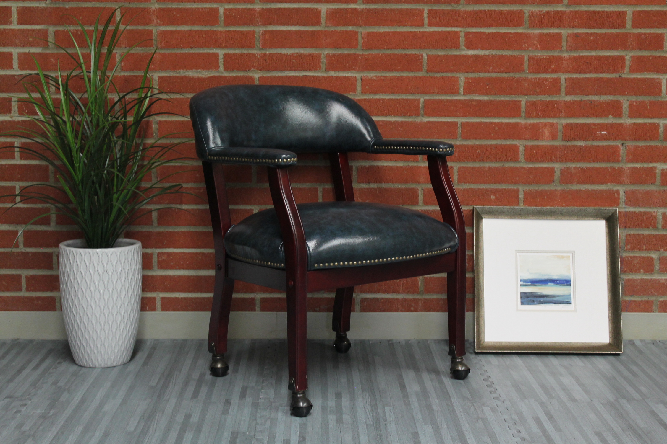 Boss Captain's guest, accent or dining chair in Blue Vinyl W/ Casters - Image 7