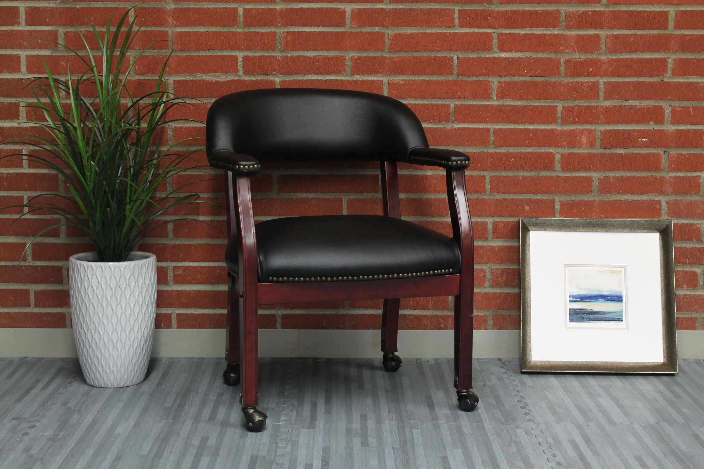 Boss Captain's guest, accent or dining chair in Black Caressoft Vinyl W/ Casters - Image 7
