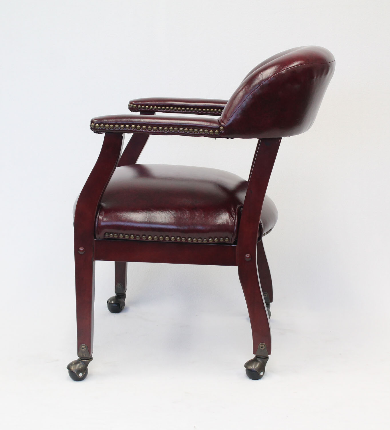 Boss Captain's guest, accent or dining chair in Burgundy Vinyl W/ Casters - Image 4