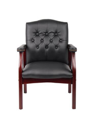 Boss Traditional Black Caressoft Vinyl guest, accent or dining chair W/ Mahogany Finish - Image 3