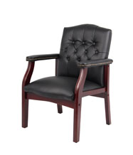 Boss Traditional Black Caressoft Vinyl guest, accent or dining chair W/ Mahogany Finish - Image 4