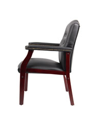 Boss Traditional Black Caressoft Vinyl guest, accent or dining chair W/ Mahogany Finish - Image 5