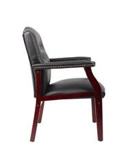 Boss Traditional Black Caressoft Vinyl guest, accent or dining chair W/ Mahogany Finish - Image 6