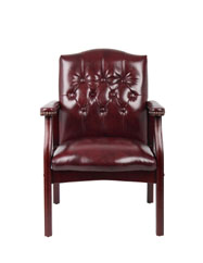 Boss Traditional Oxblood Vinyl guest, accent or dining chair W/ Mahogany Finish - Image 3