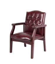 Boss Traditional Oxblood Vinyl guest, accent or dining chair W/ Mahogany Finish - Image 4
