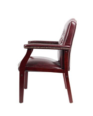 Boss Traditional Oxblood Vinyl guest, accent or dining chair W/ Mahogany Finish - Image 5