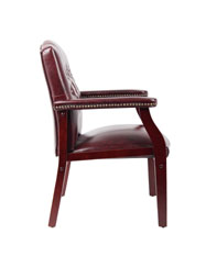 Boss Traditional Oxblood Vinyl guest, accent or dining chair W/ Mahogany Finish - Image 6