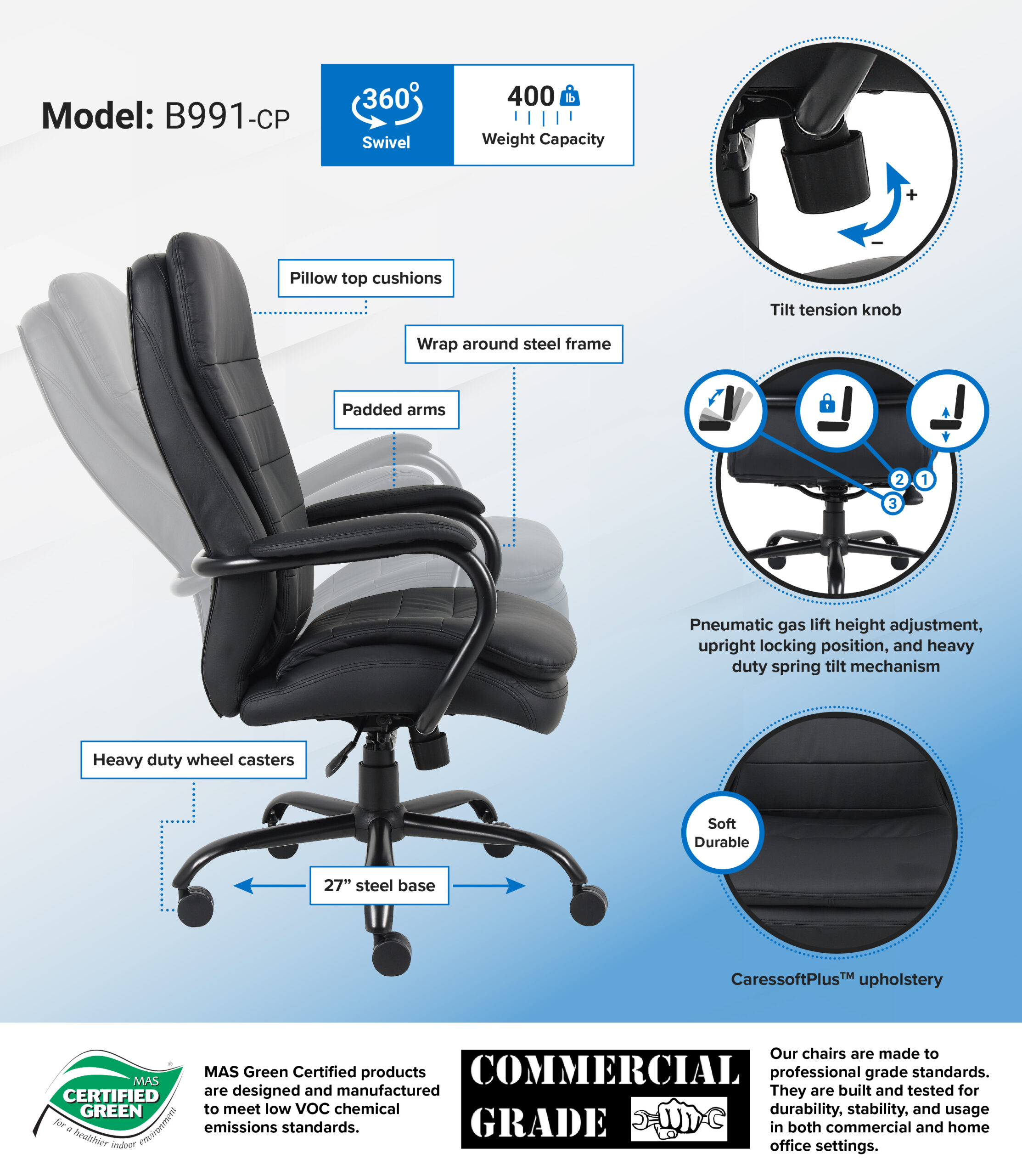 Boss Heavy Duty Double Plush Caressoftplus Vinyl Chair-400 Lbs. - Image 2