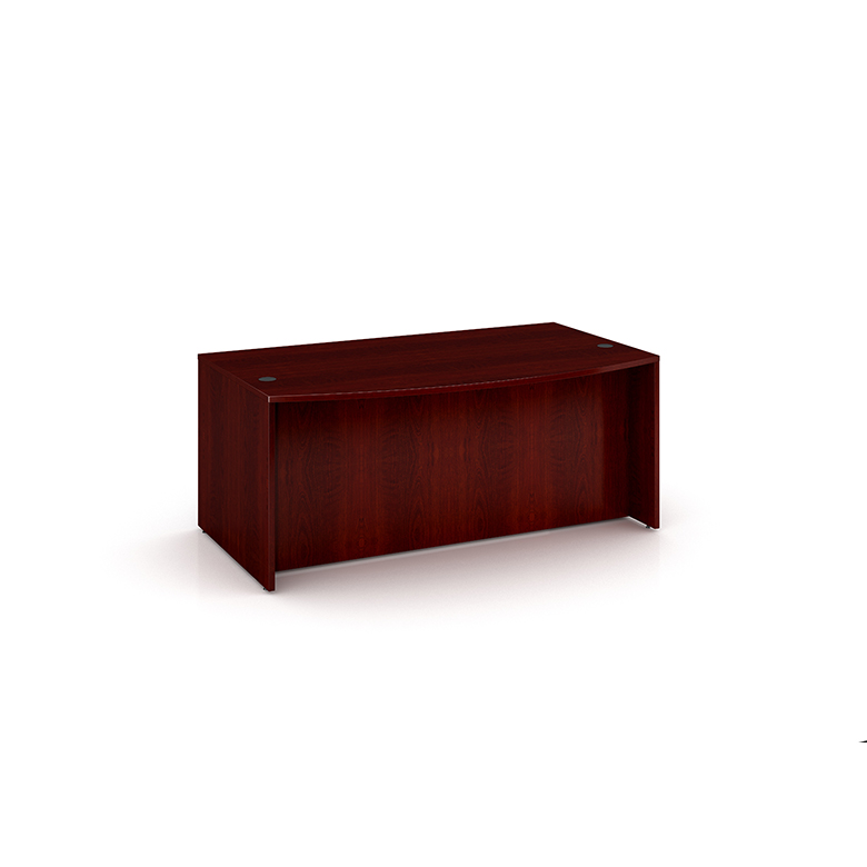 Boss Bow Front Desk Shell, Mahogany 71"W*36/41"D*29.5"H