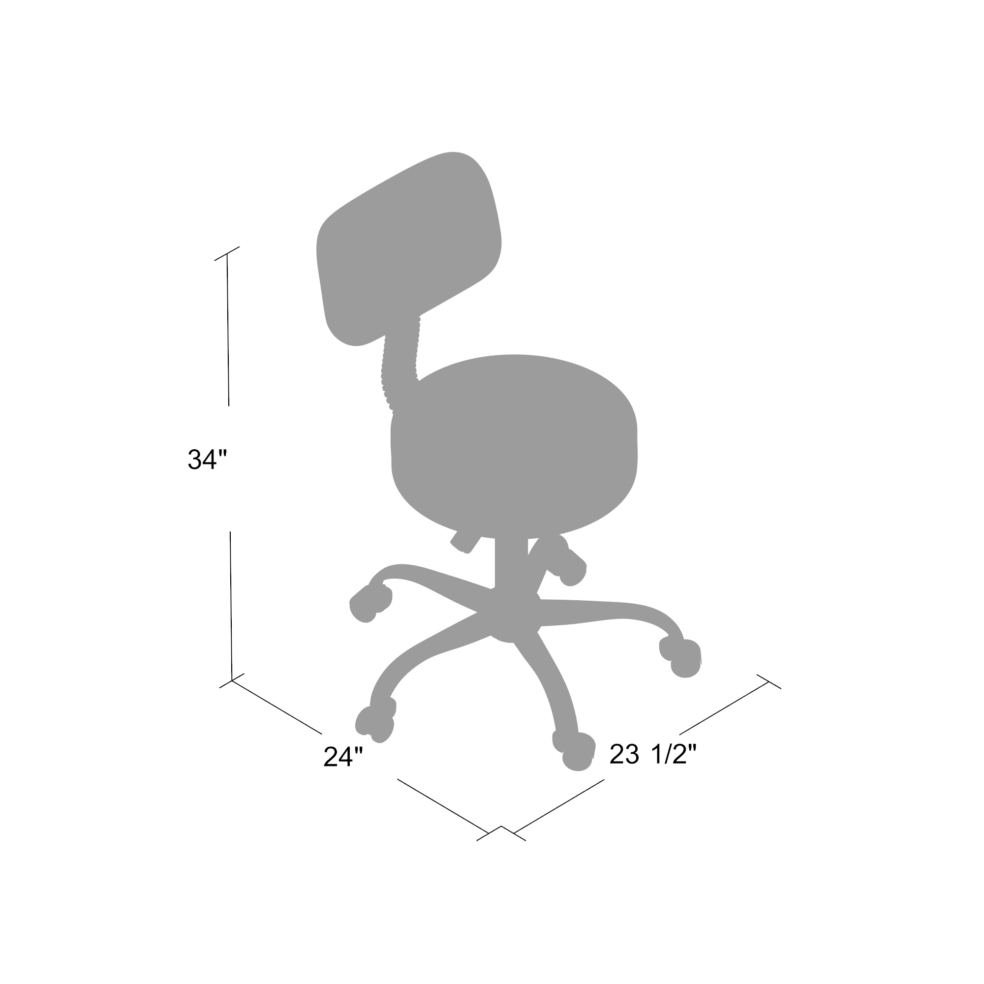Boss Office AM Vinyl Be Well Medical Spa Professional Adjustable Stool with Back, Beige - Image 9