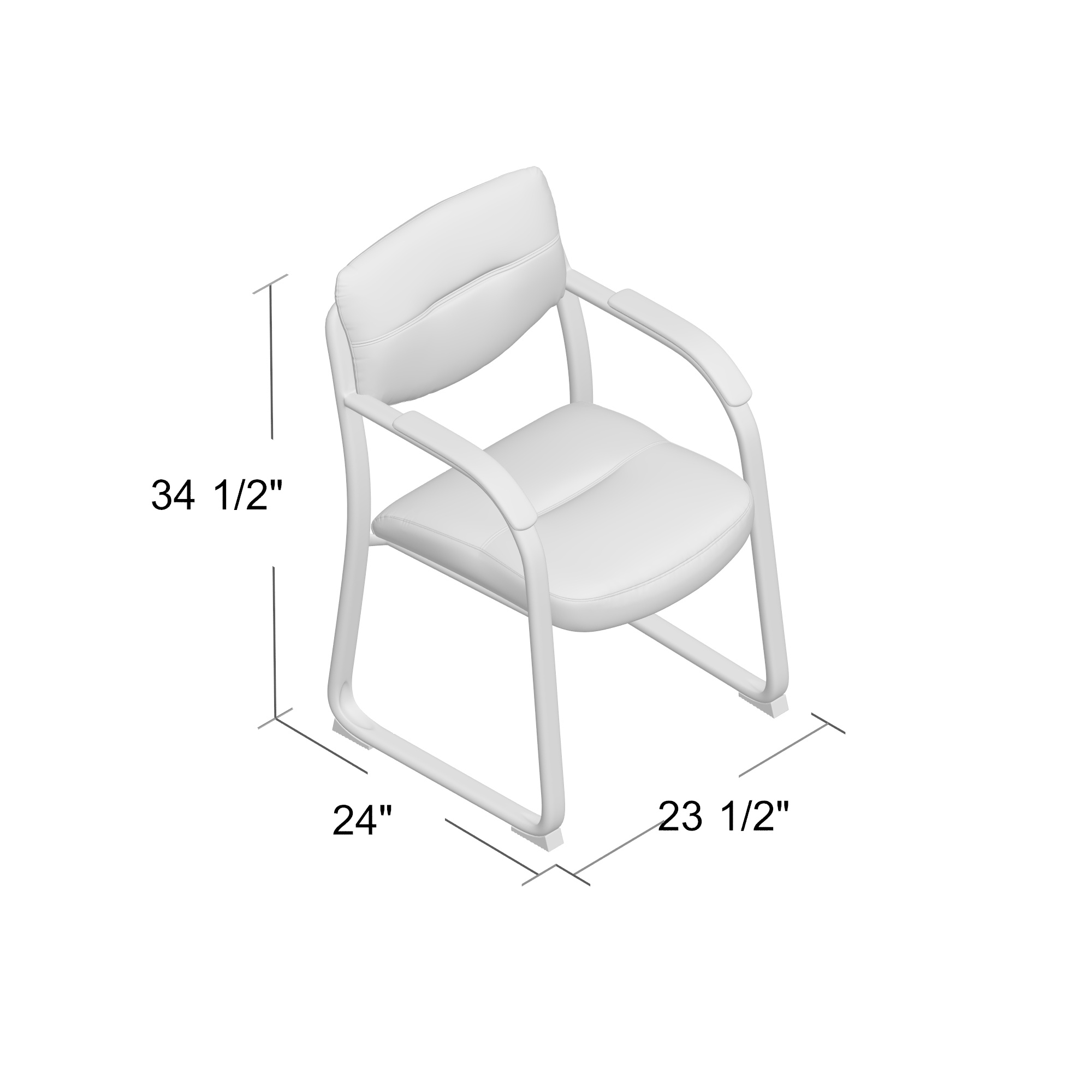 Boss Leather Sled Base Side Chair W/ Arms - Image 8