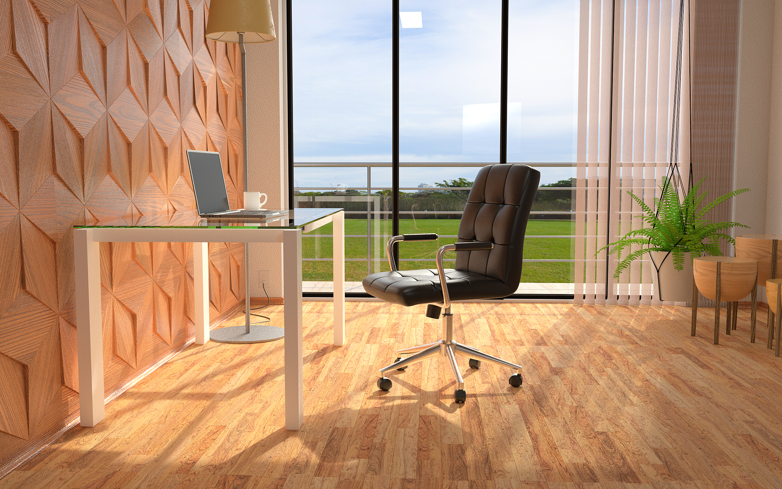 Modern Office Chair w/Chrome Arms-Black - Image 12