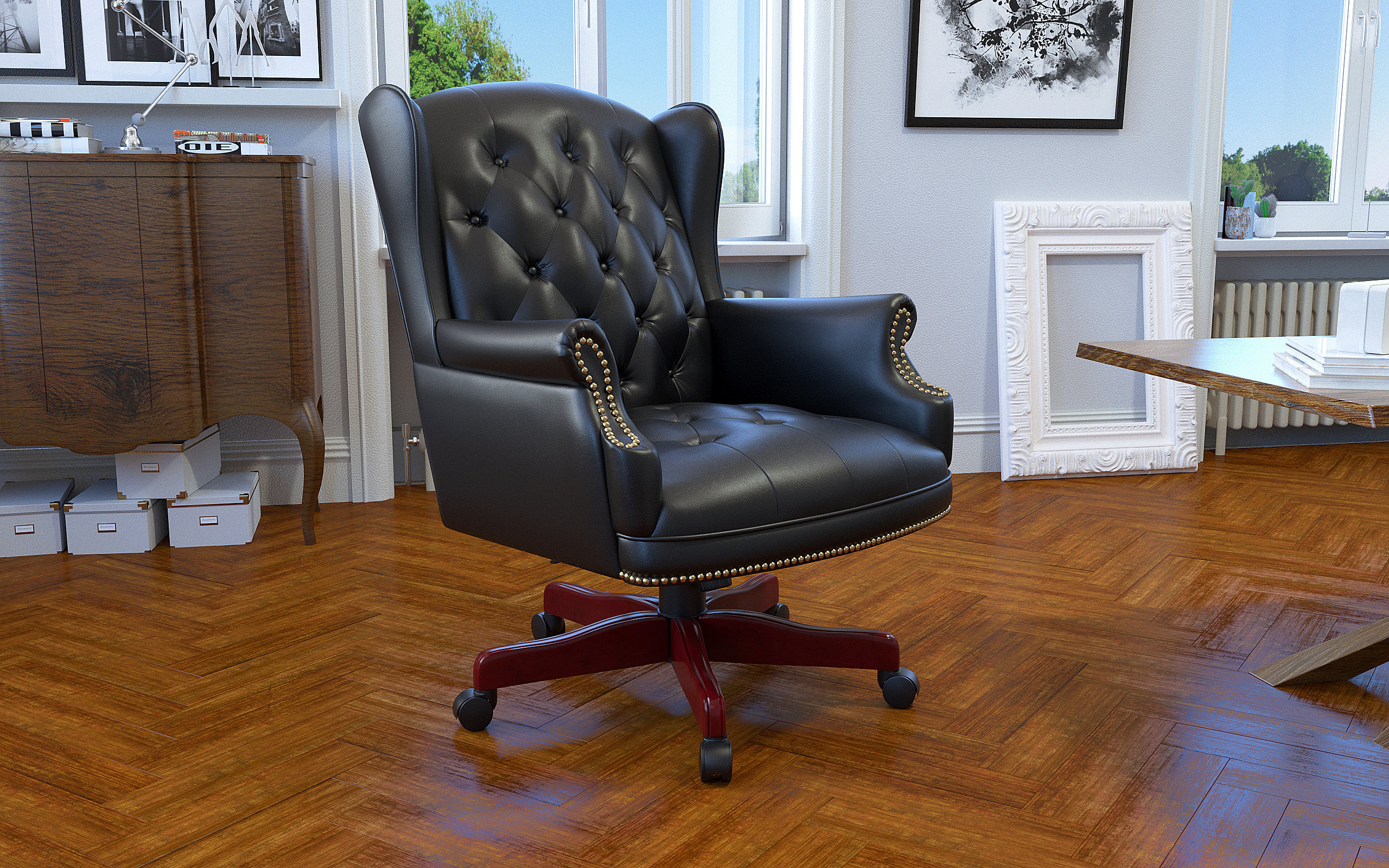 Boss Wingback Traditional Chair In Black - Image 5
