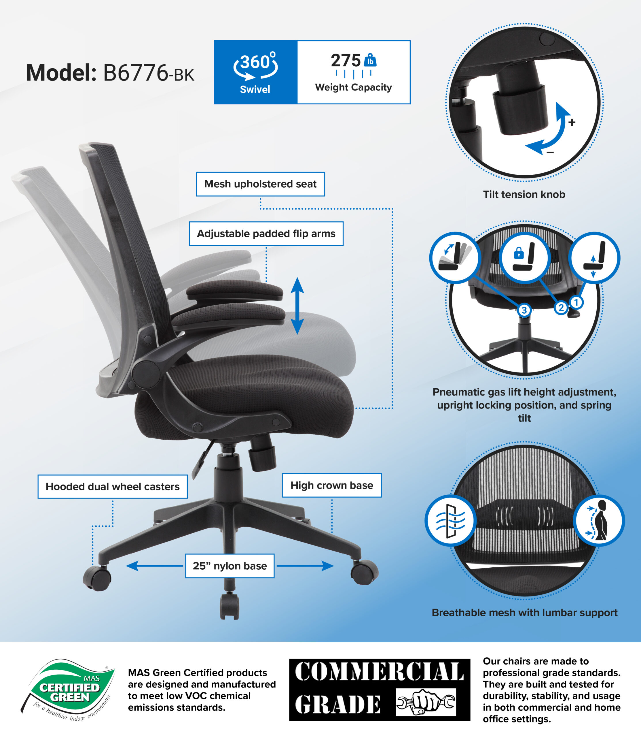Boss Mesh Back, Flip Arm Task Chair - Image 2