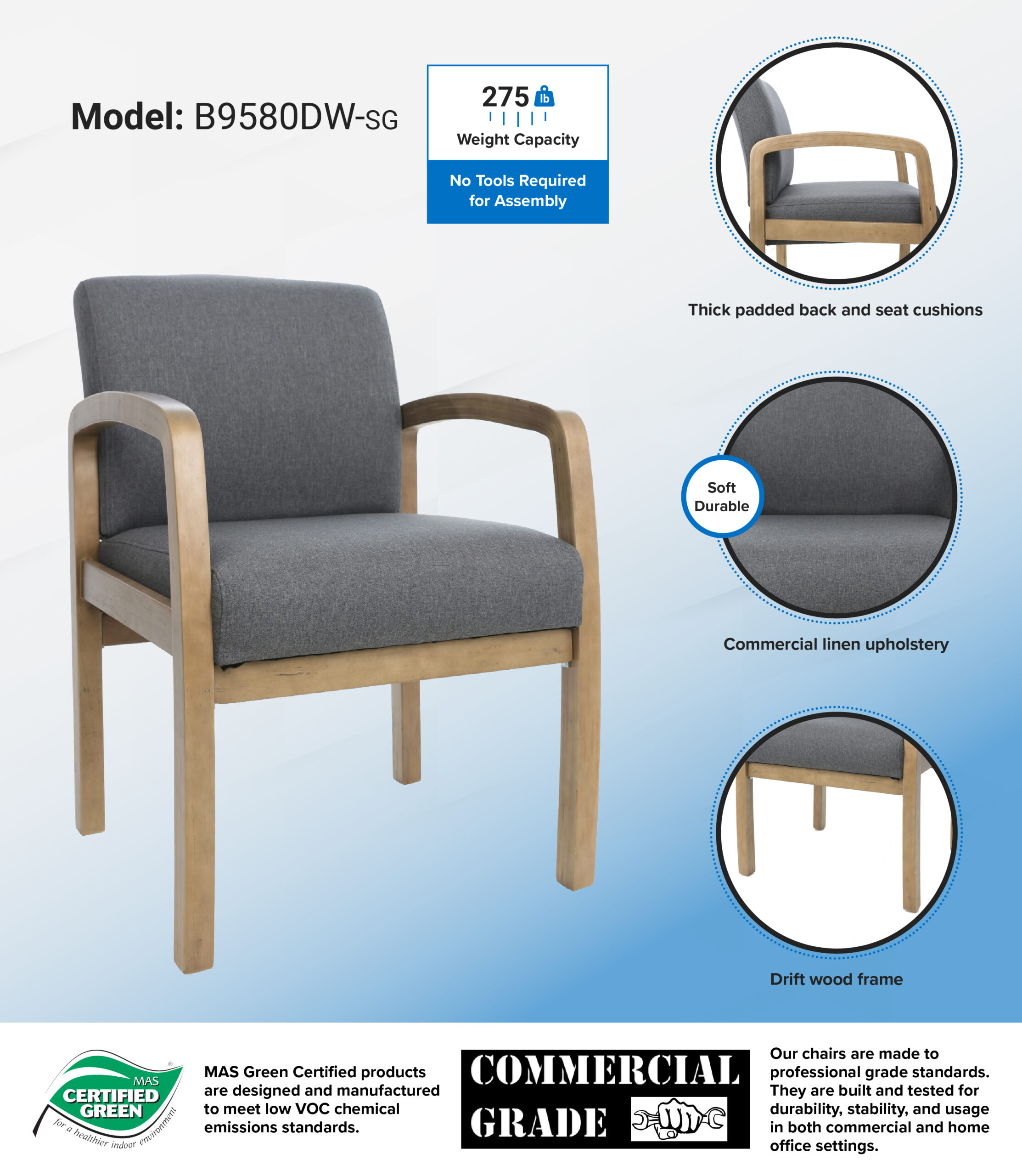 Boss NTR (No Tools Required) guest, accent or dining chair - Image 12
