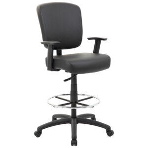 Boss 300 lb Heavy Duty Office Stool w/Adj Armrest, Black