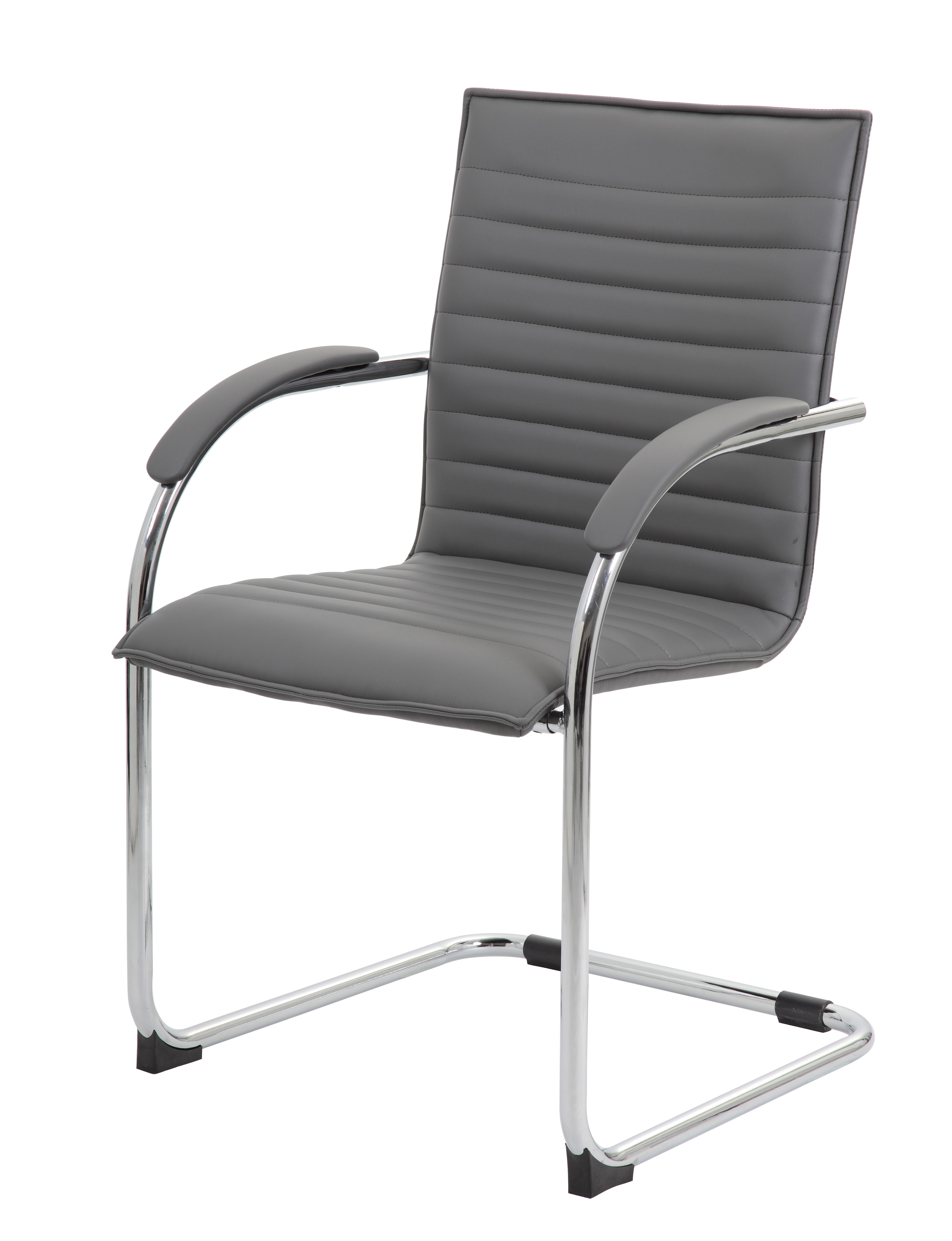Boss Chrome Frame Grey Caressoftplus Vinyl Side Chair, (set of 2) - Image 3