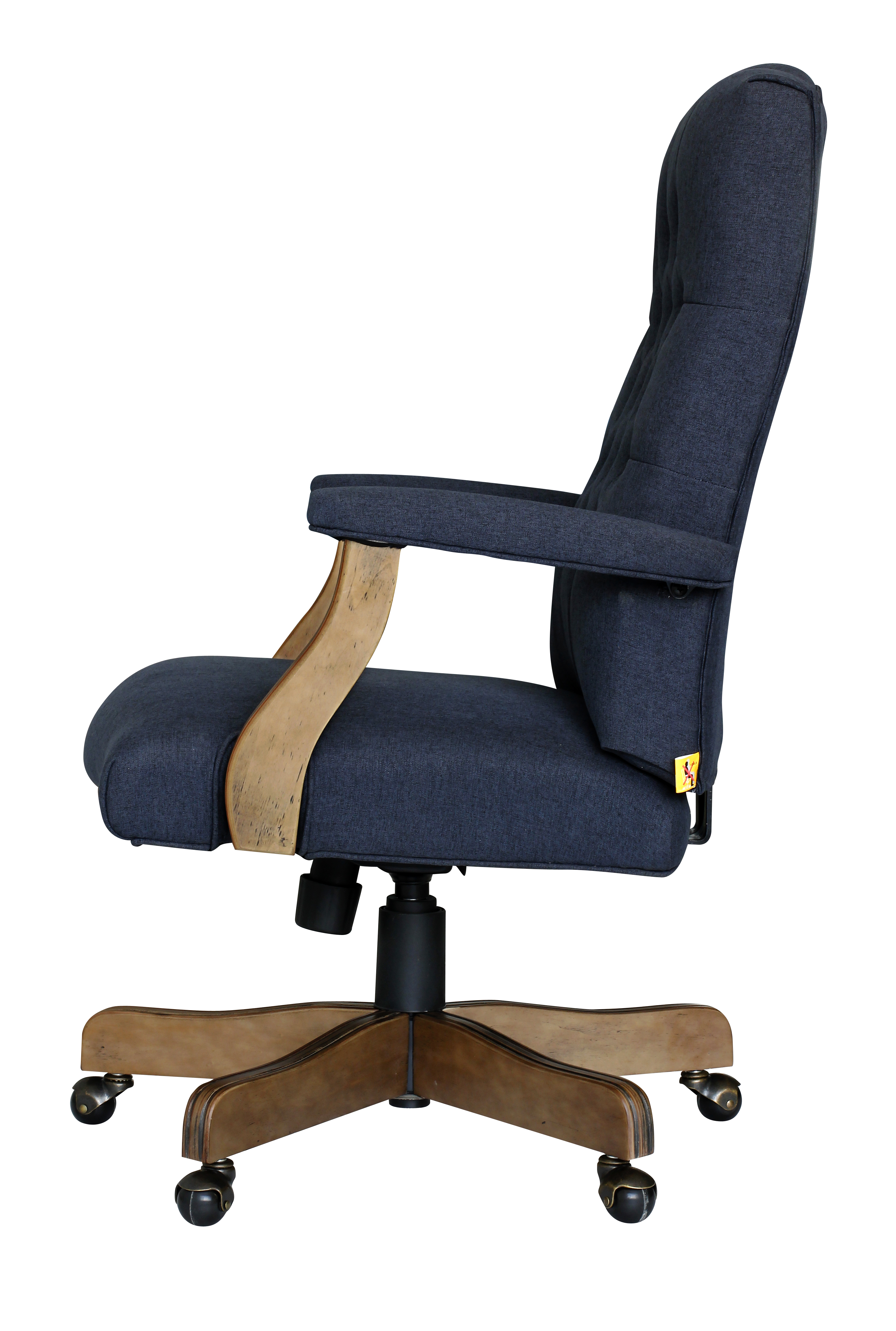 BOSS Executive Denim Blue Commercial Grade Linen Chair With Driftwood Finish Frame - Image 6