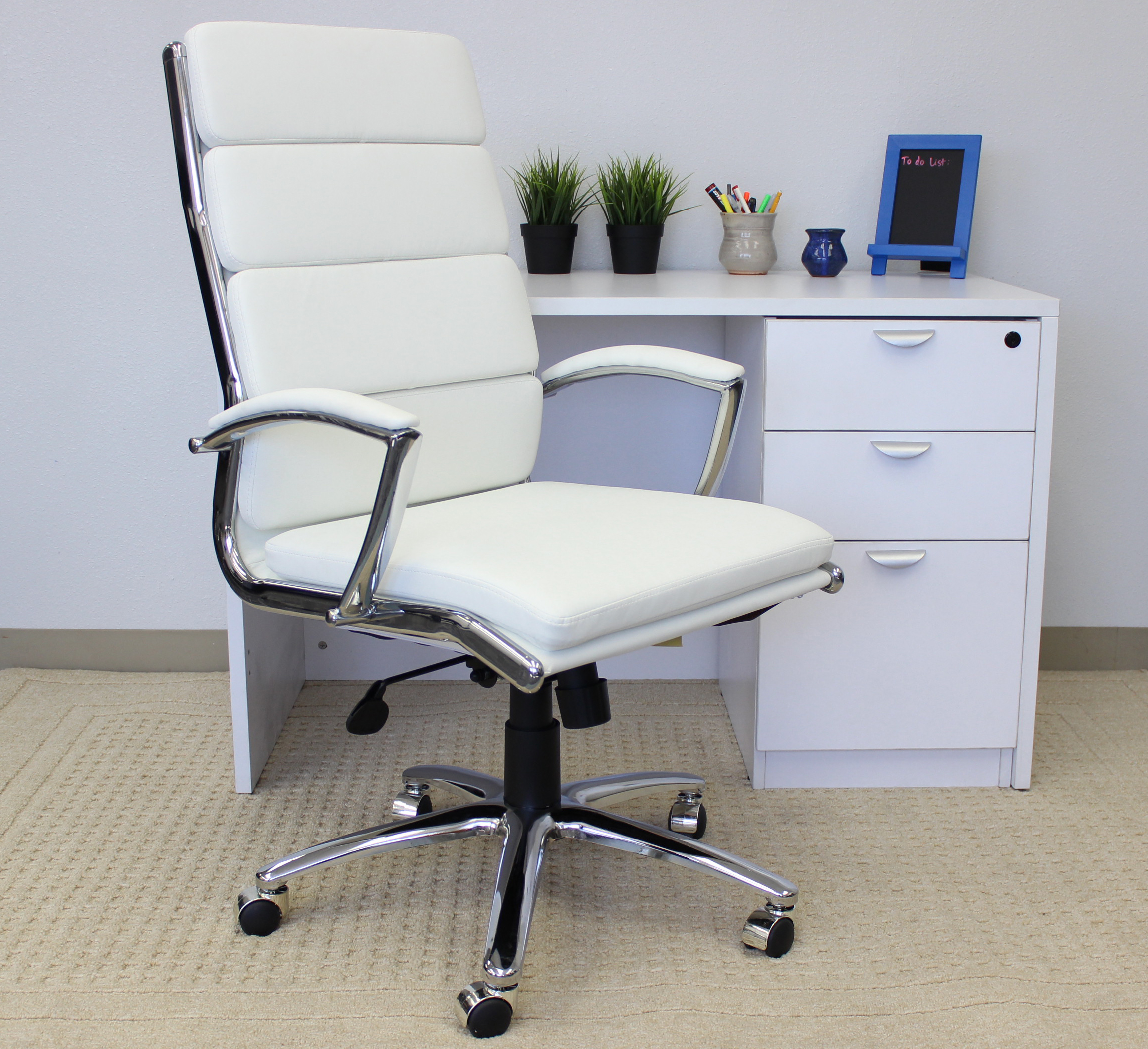Boss Executive Caressoftplus Vinyl Chair with Metal Chrome Finish - Image 10