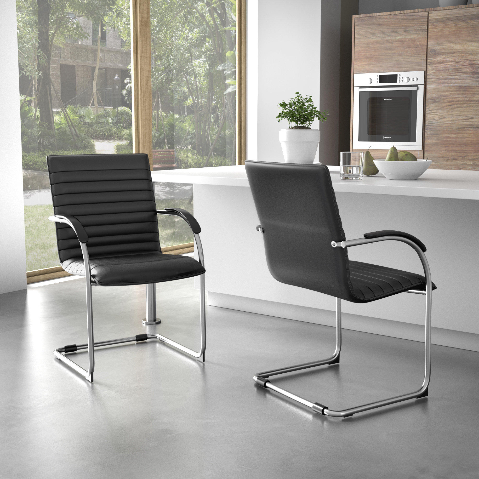 Boss Chrome Frame Black PVC Vinyl Side Chair, (set of 2) - Image 10