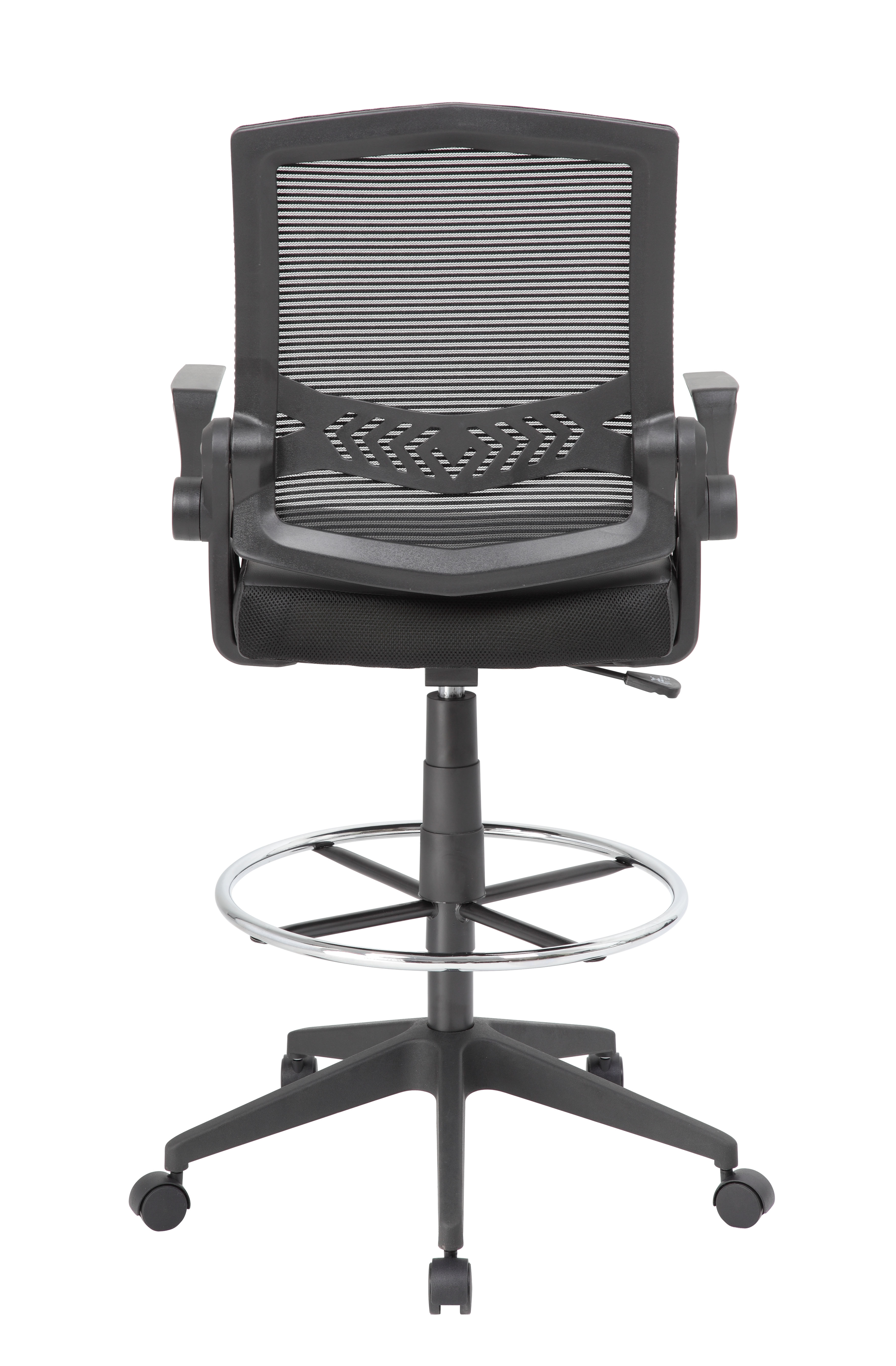 Boss Office NTR AM Vinyl Flip Arm Mesh Drafting Stool, Black - Image 6