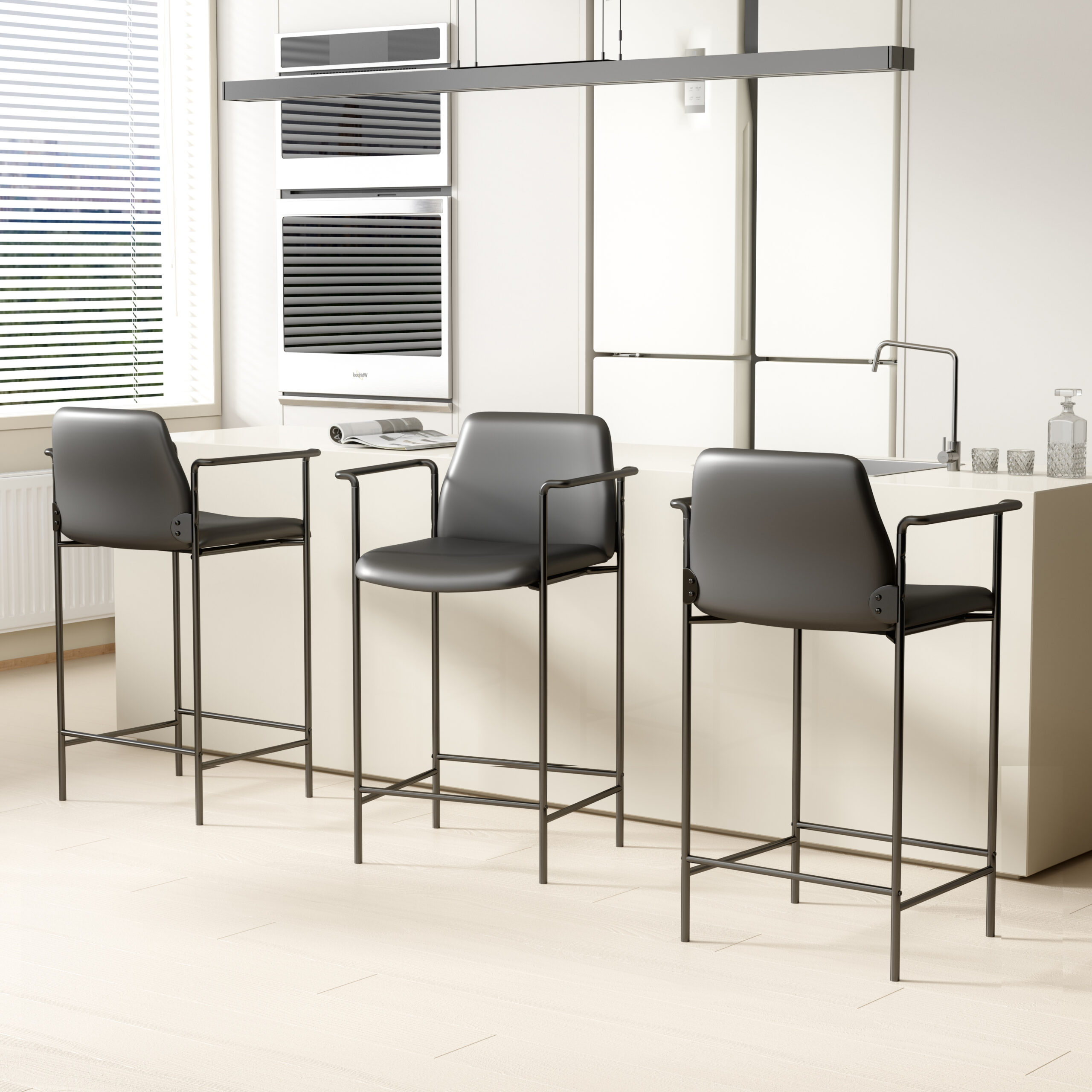 Boss Contemporary Cafe Height Stool In Black Caressoft Vinyl - Image 10