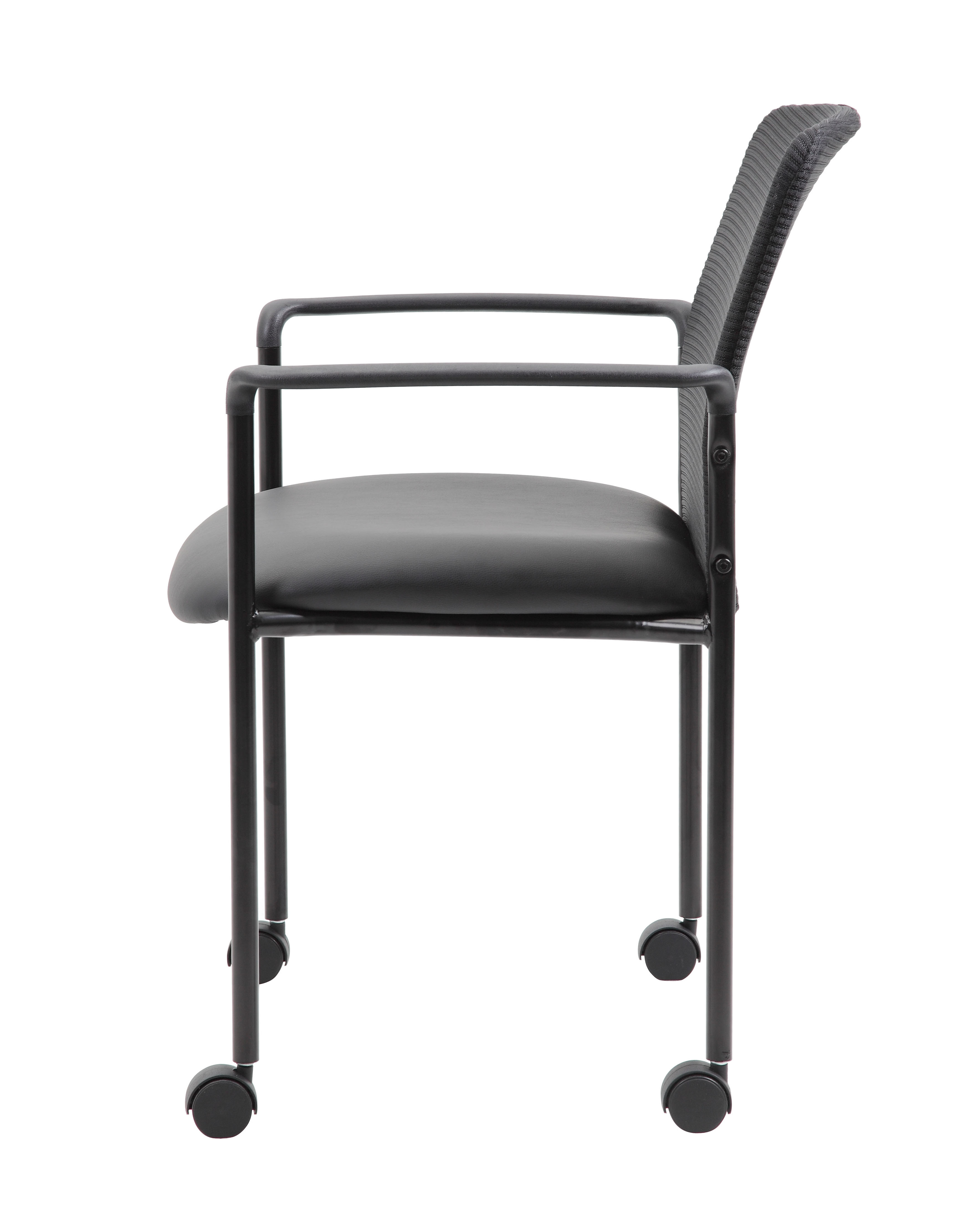 Boss Stackable Mesh Guest Chair with Casters, Black - Image 4