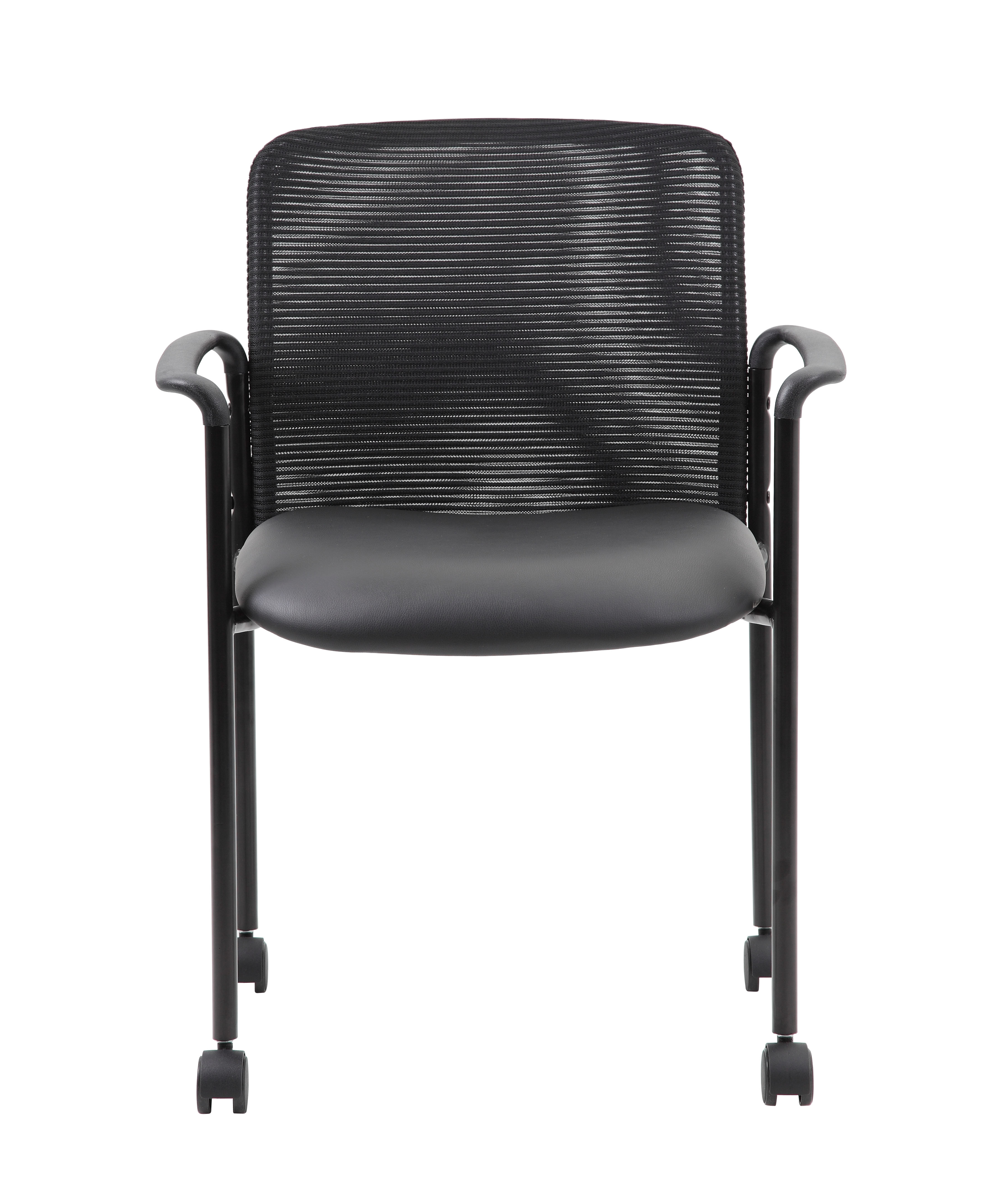 Boss Stackable Mesh Guest Chair with Casters, Black - Image 6