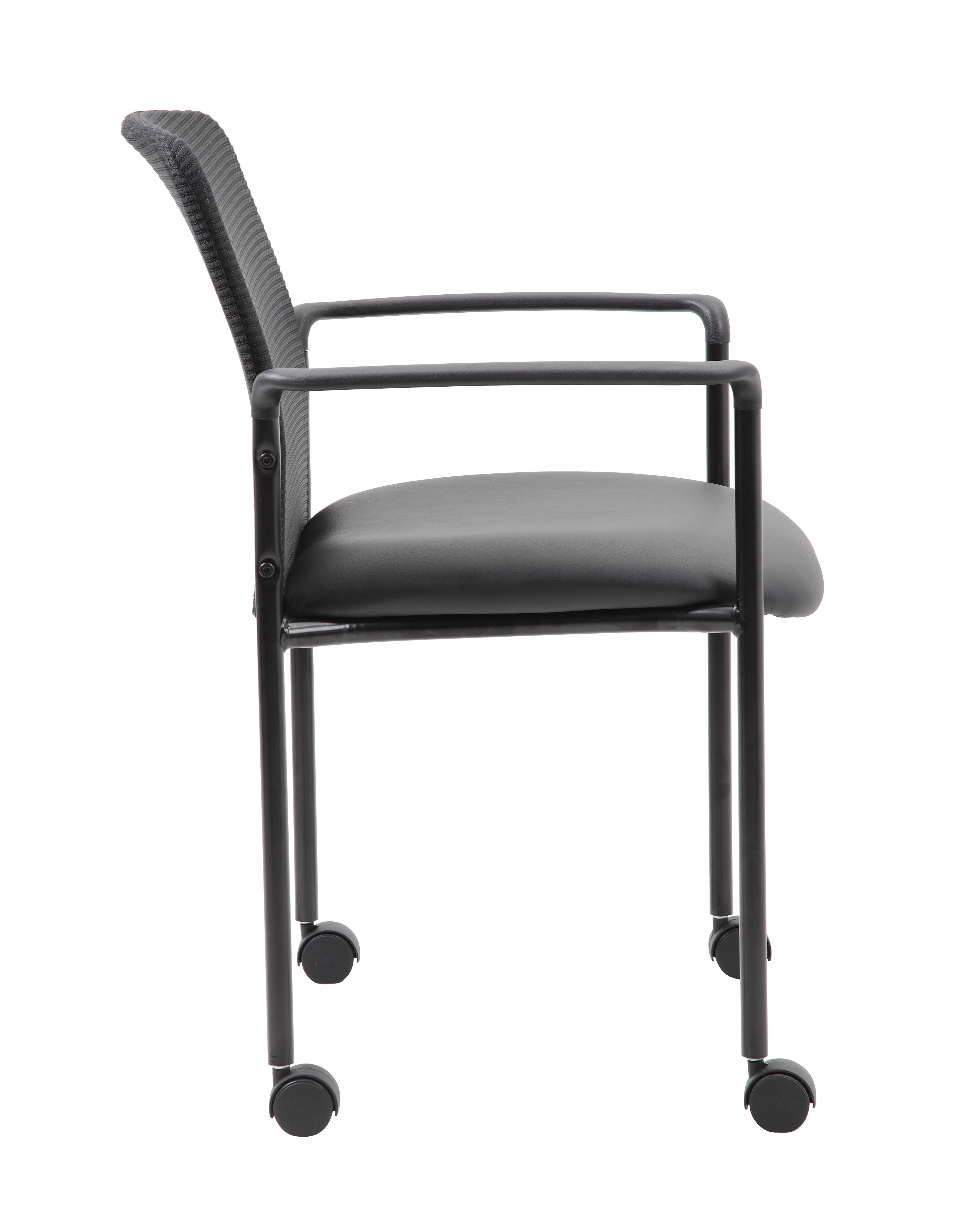 Boss Stackable Mesh Guest Chair with Casters, Black - Image 2