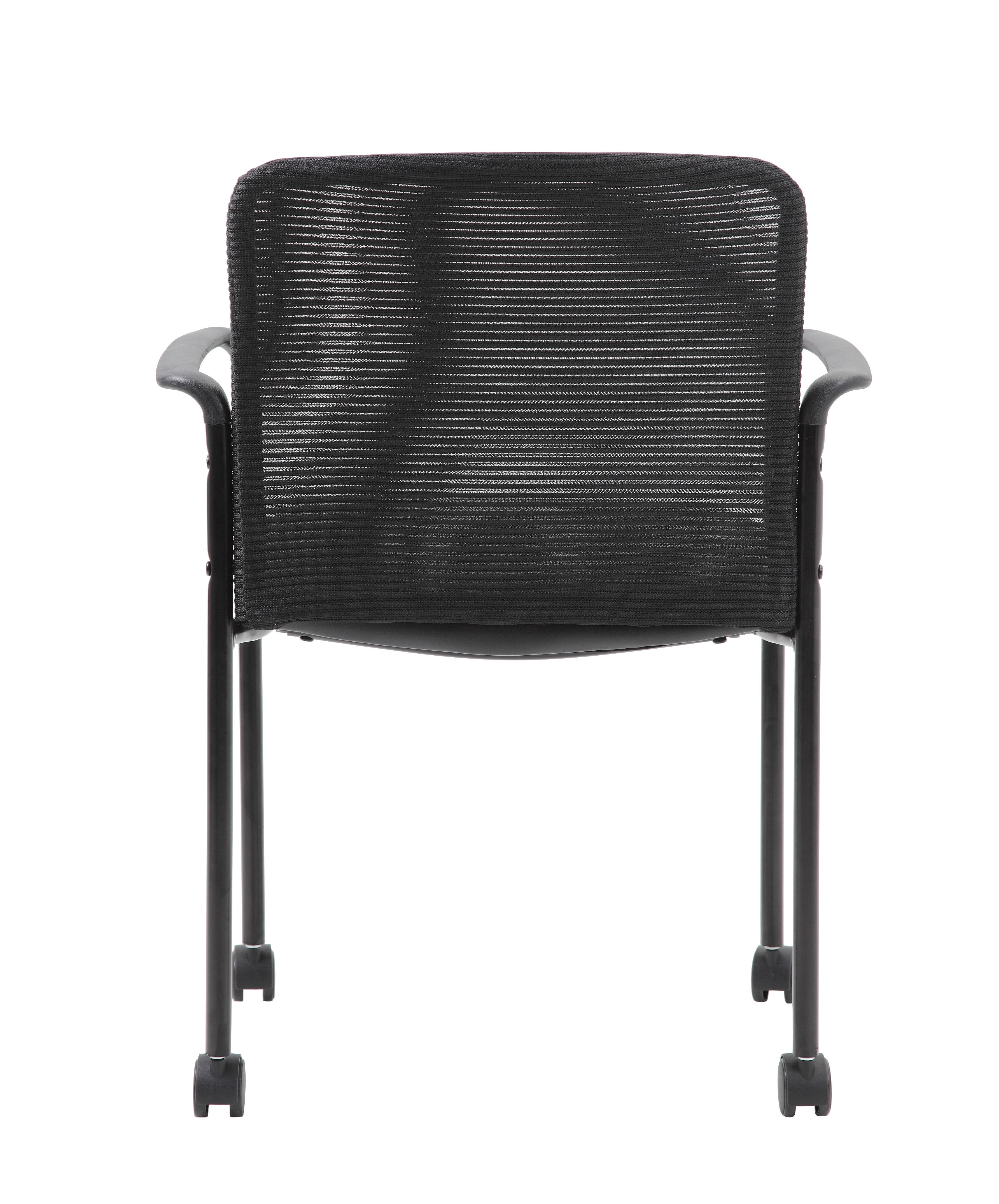 Boss Stackable Mesh Guest Chair with Casters, Black - Image 3