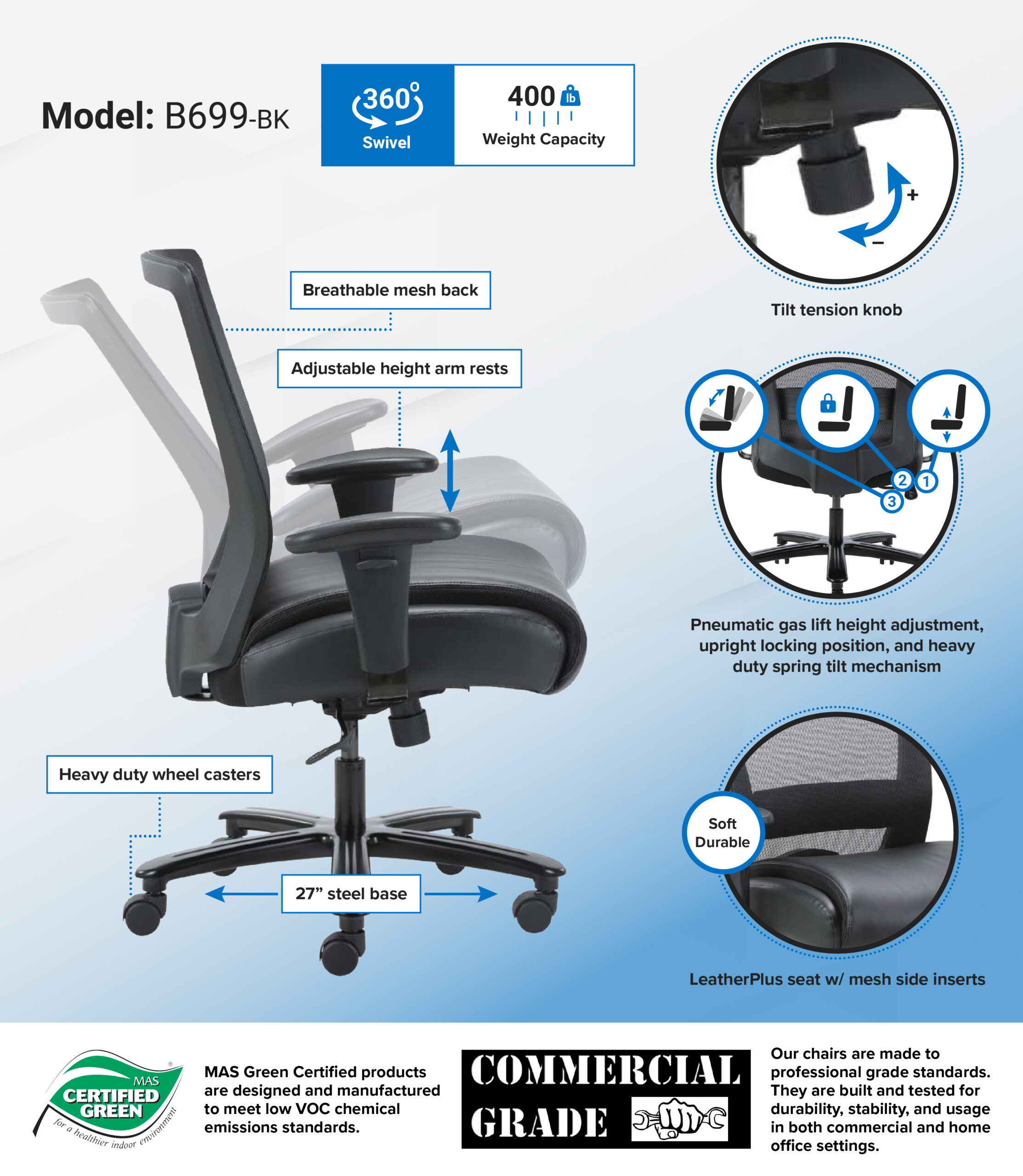 Boss Heavy Duty Mesh Task Chair - Image 2