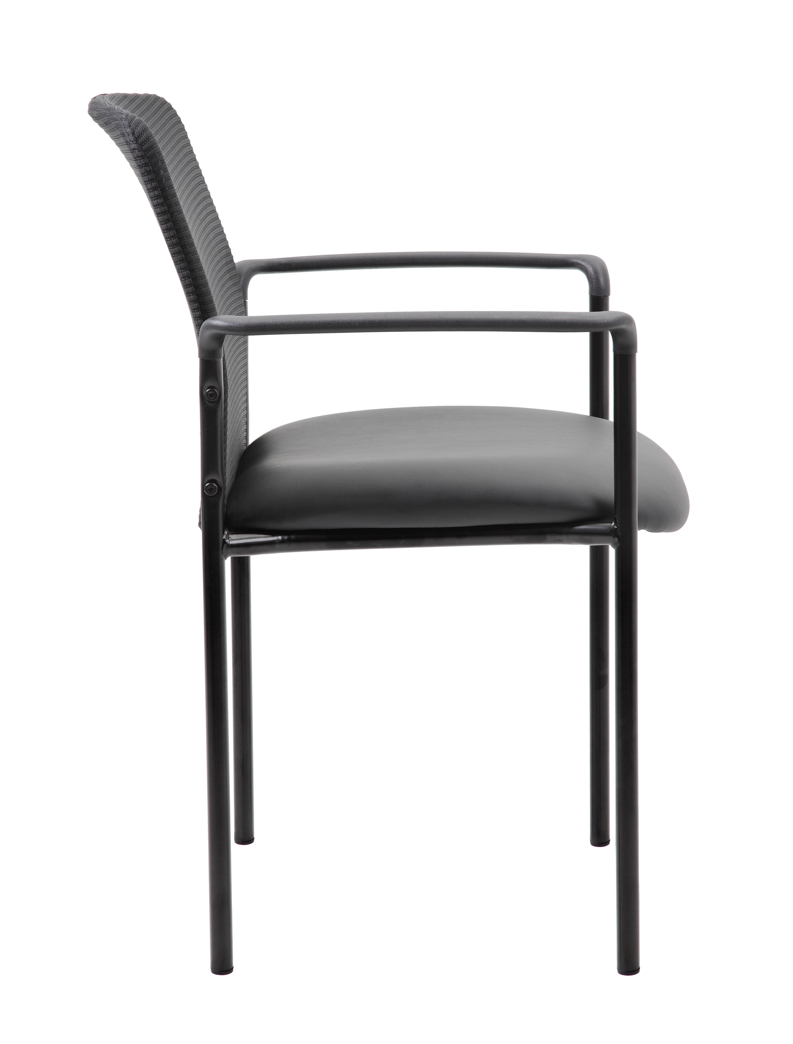 Boss Stackable Mesh Back/Caressoft Vinyl Seat Guest Chair, Black - Image 3