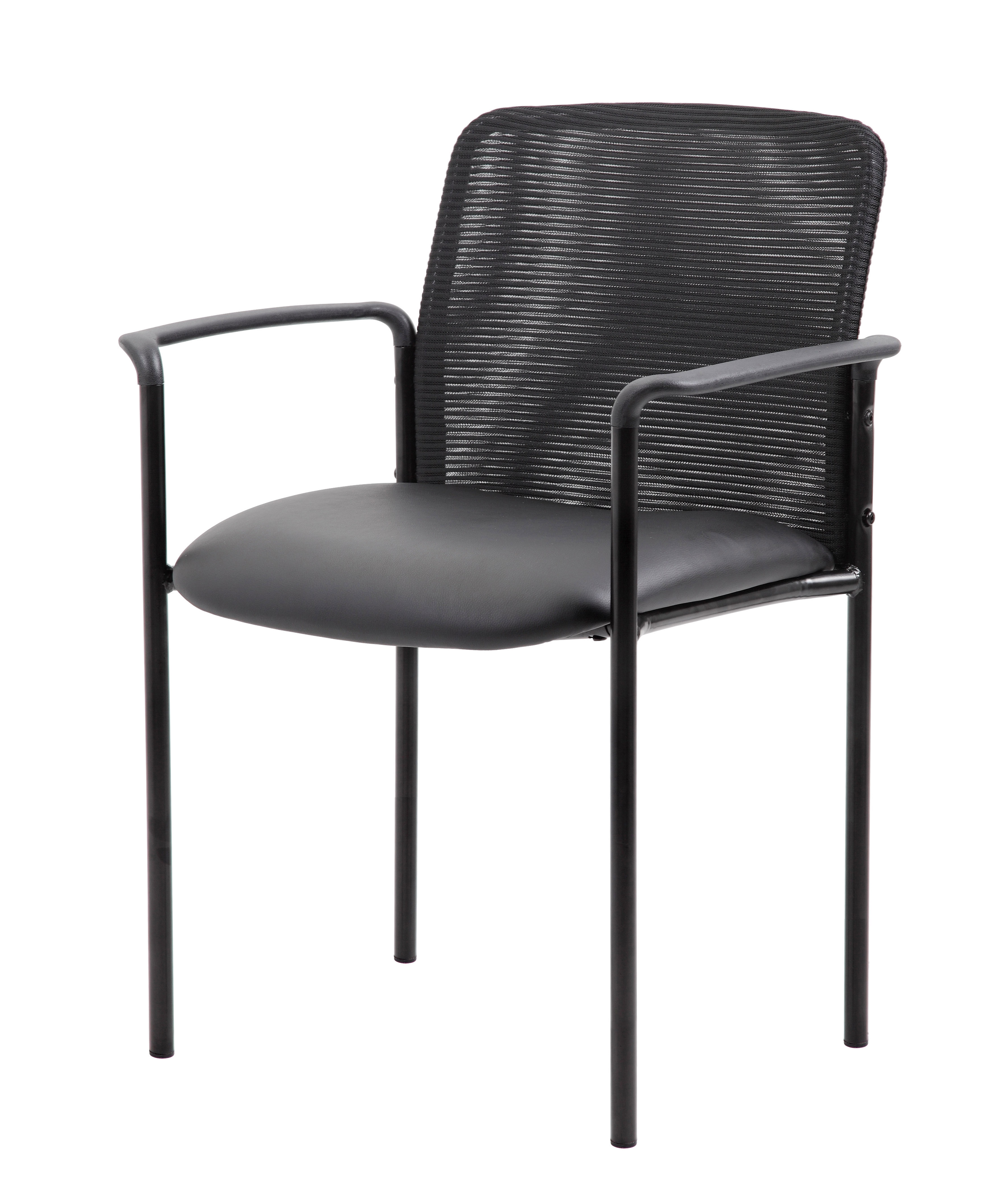 Boss Stackable Mesh Back/Caressoft Vinyl Seat Guest Chair, Black - Image 6