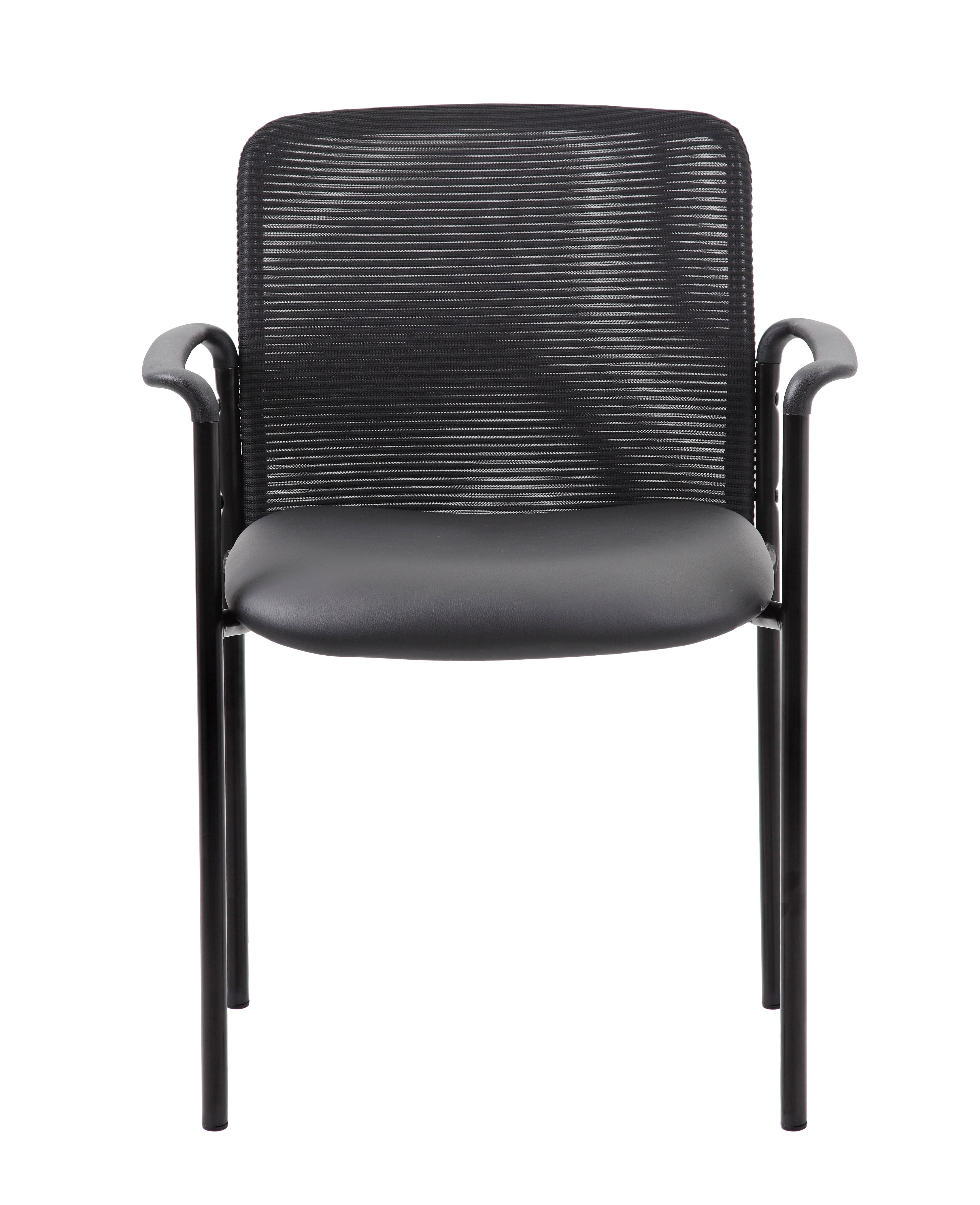 Boss Stackable Mesh Back/Caressoft Vinyl Seat Guest Chair, Black - Image 2
