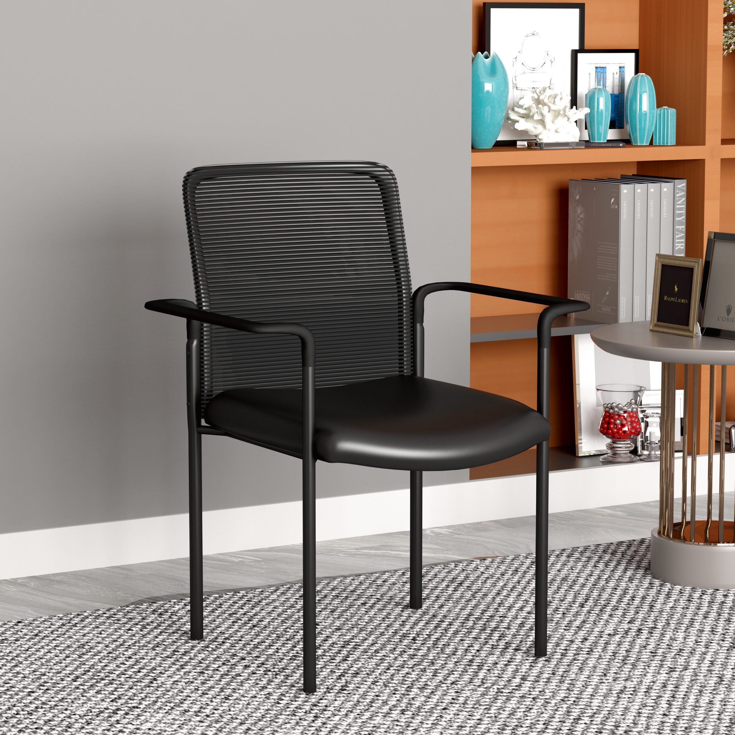 Boss Stackable Mesh Back/Caressoft Vinyl Seat Guest Chair, Black - Image 8